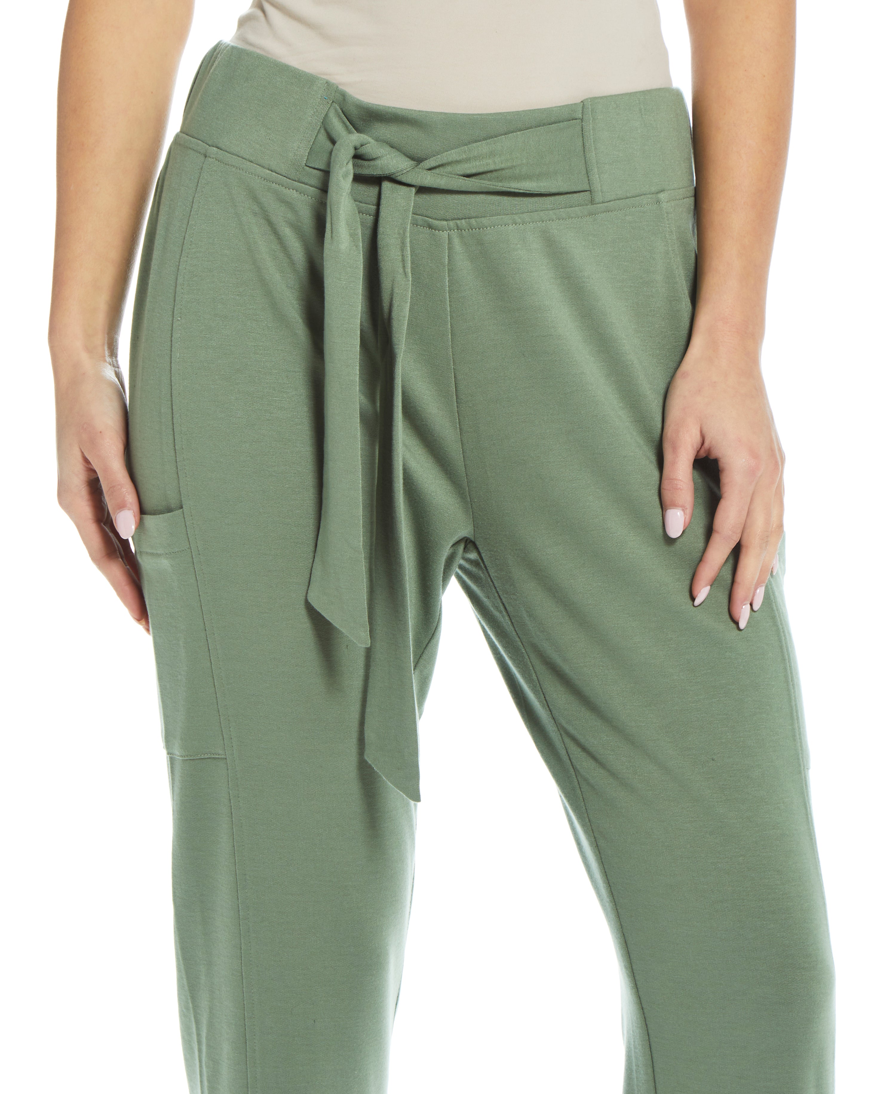 WOMEN'S BELTED TERRY PANT IN Sea Spray