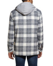 Sherpa Lined Hooded Shirt Jacket In Charcoal