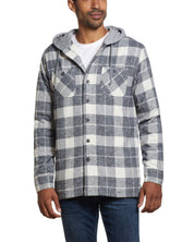 Sherpa Lined Hooded Shirt Jacket In Charcoal