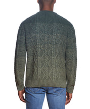 OMBRE CABLE CREW NECK SWEATER IN OLIVE TWIST