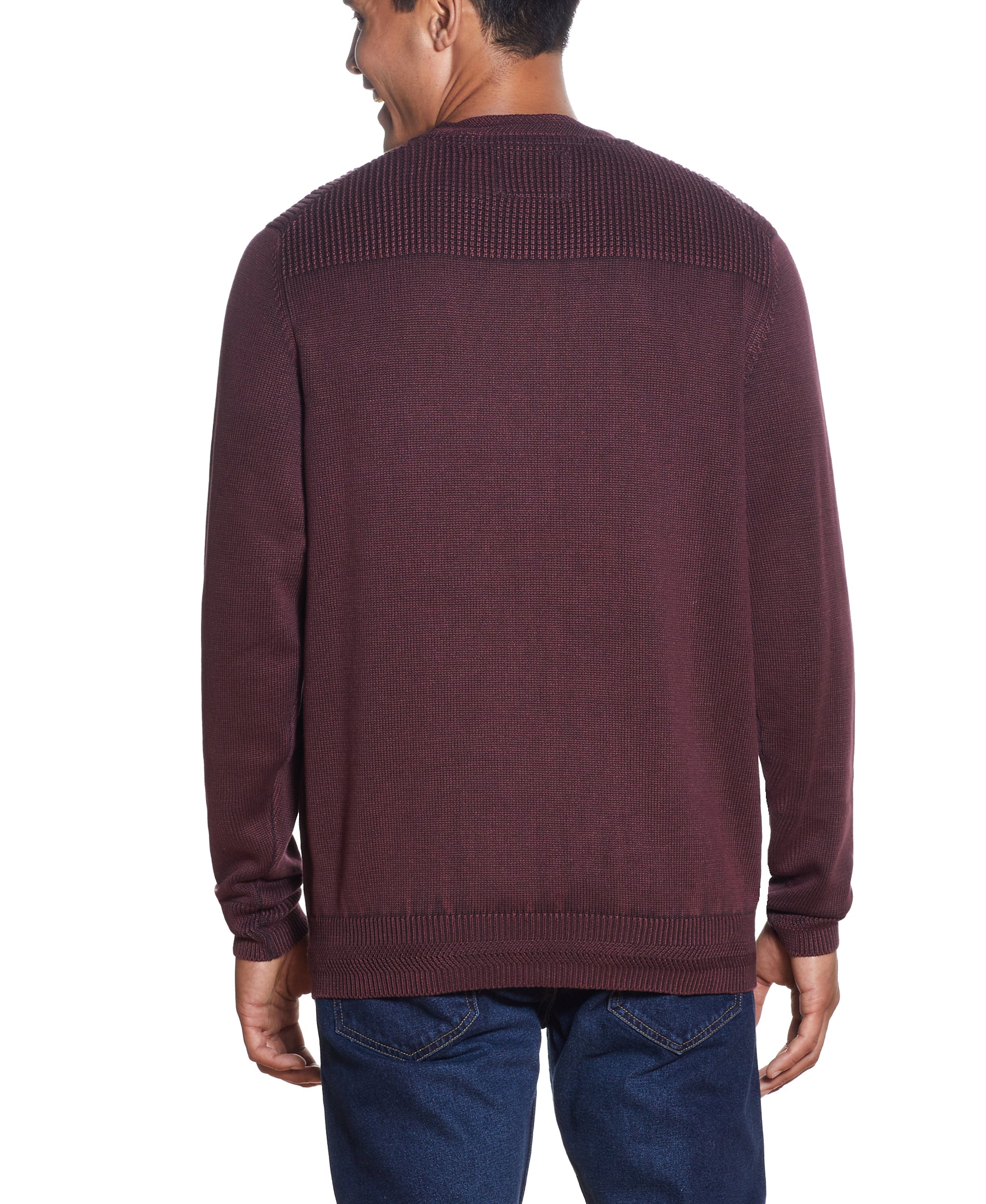 STONEWASH SHAKER SITICH CREW SWEATER IN PORT