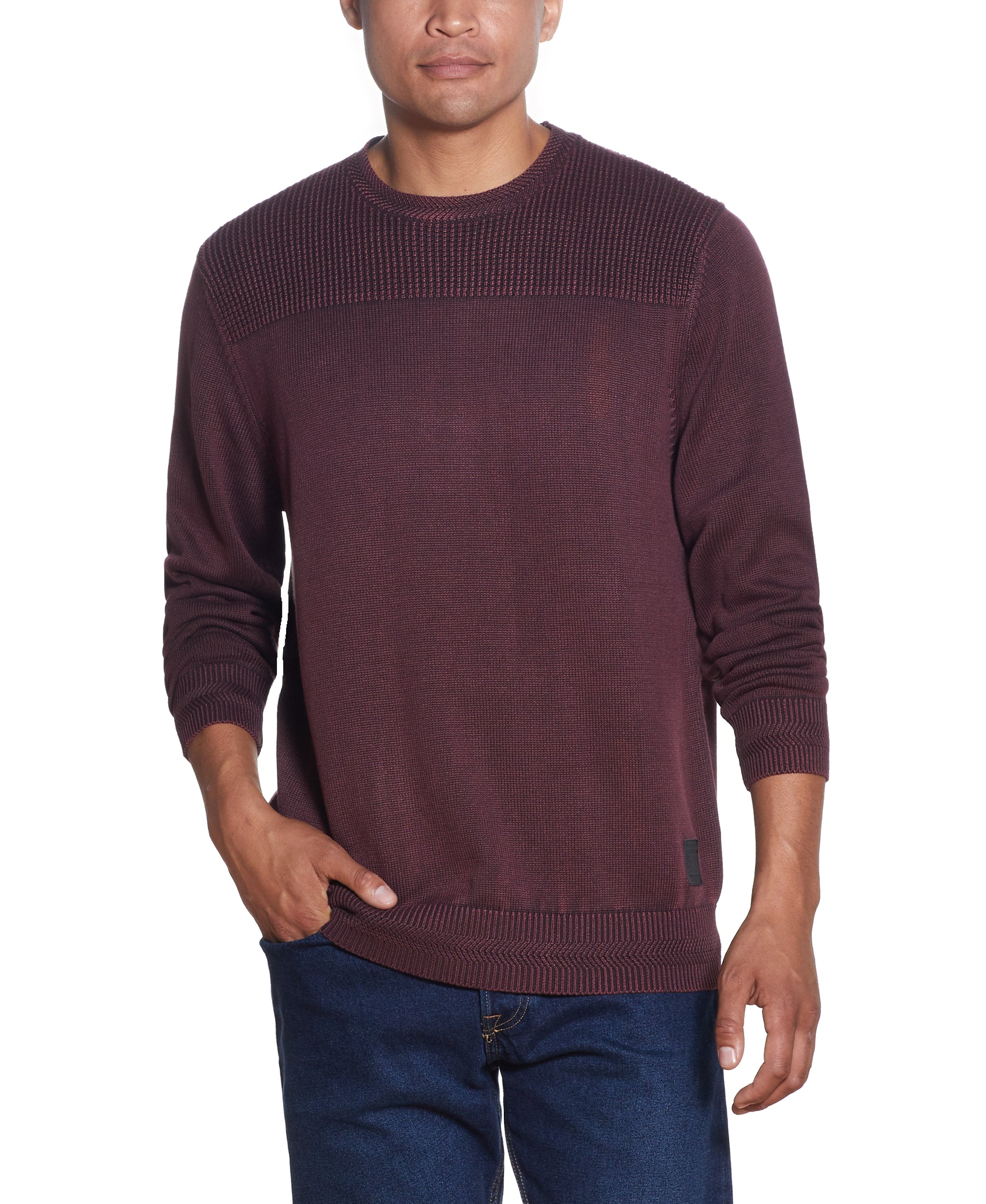STONEWASH SHAKER SITICH CREW SWEATER IN PORT