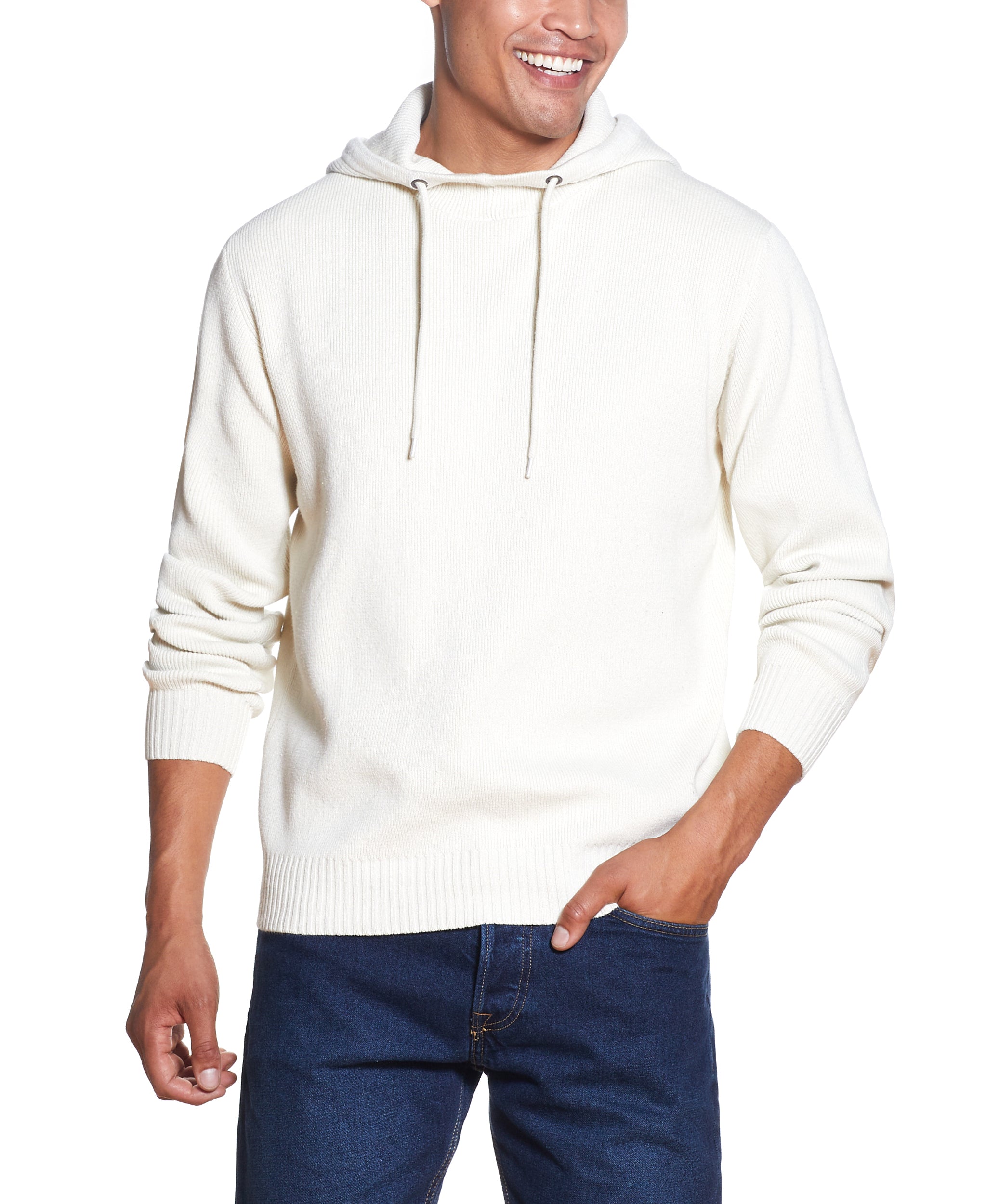 Double-Knit Hoodie Jersey Hoodie In Ecru