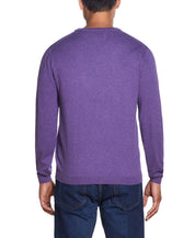 COTTON CASHMERE V NECK SWEATER IN AMETHYST
