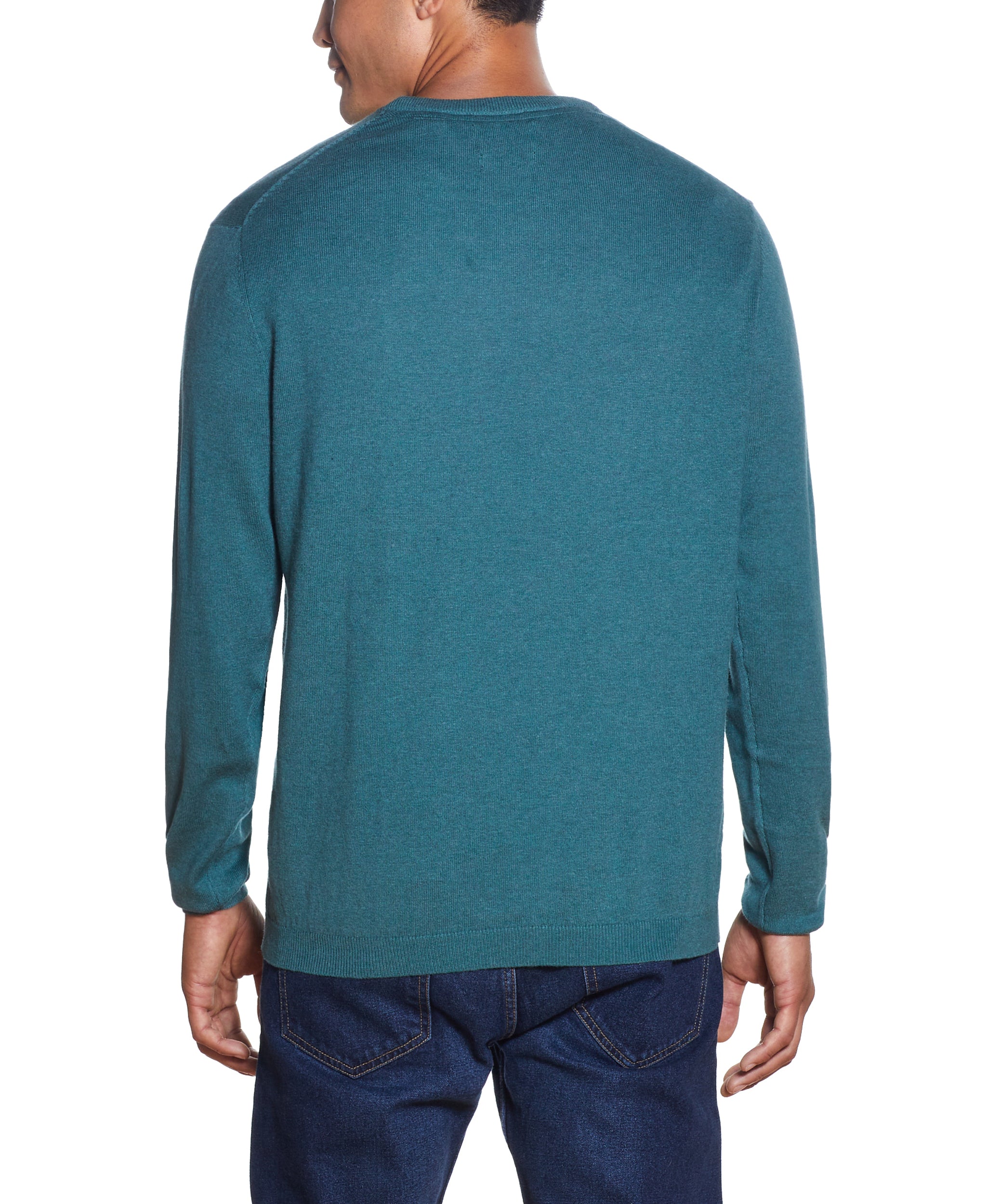 Cotton Cashmere V Neck Sweater in Mallard
