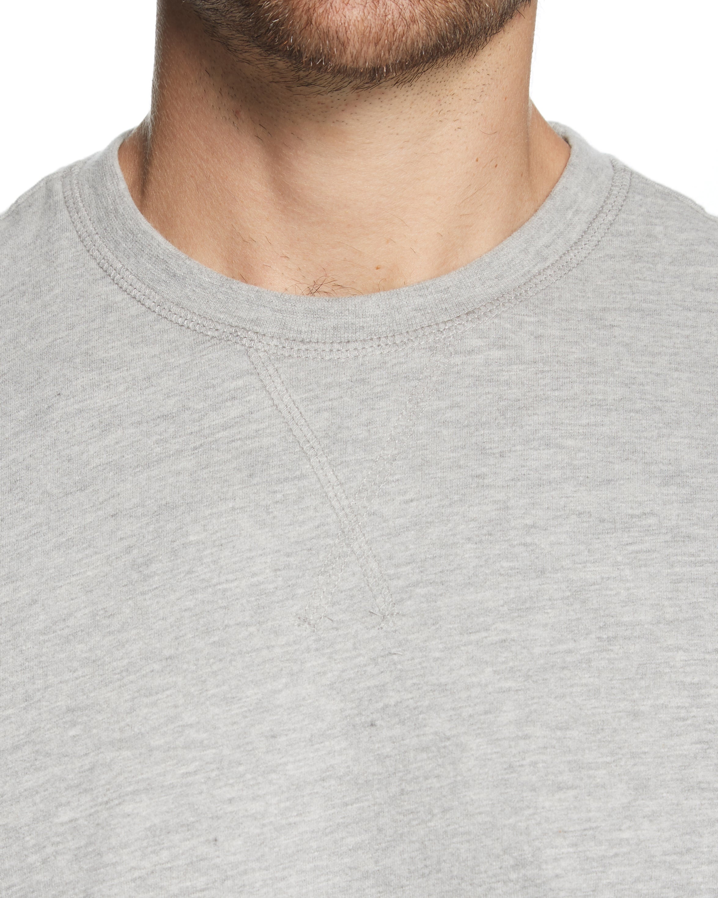 LONG SLEEVE BRUSHED CREW IN LIGHT GREY HEATHER