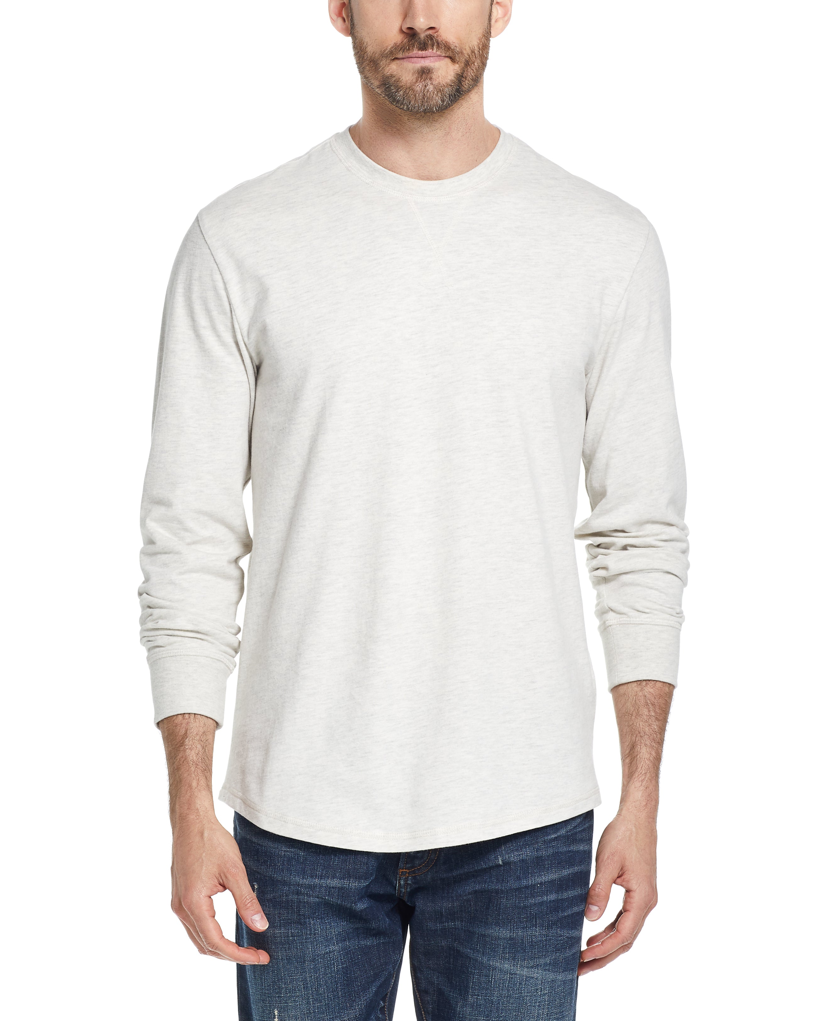 LONG SLEEVE BRUSHED CREW IN OATMEAL