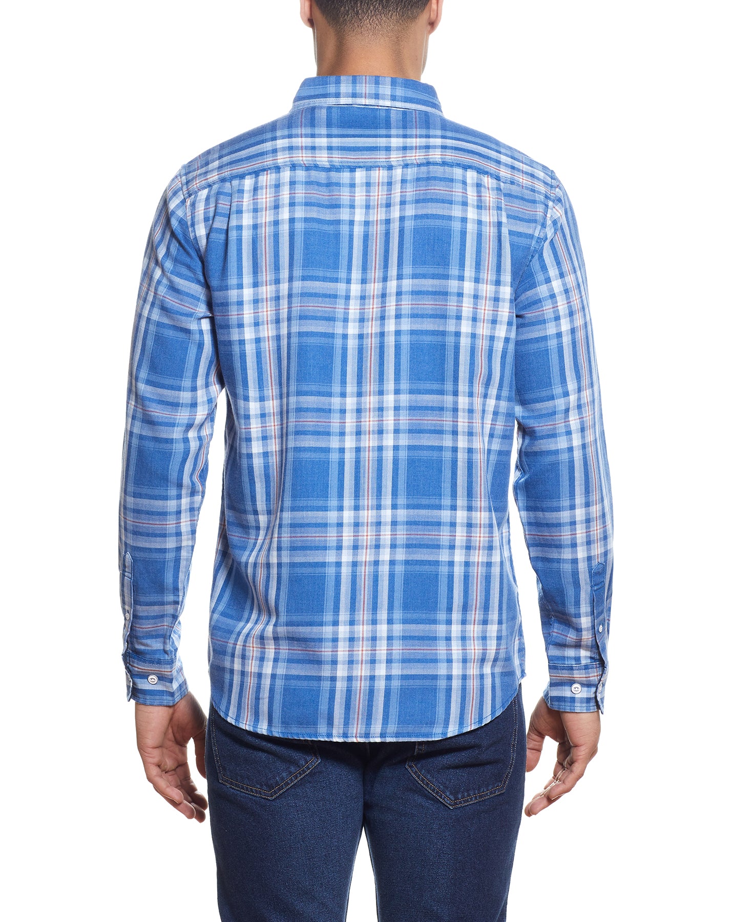 Long Sleeve burnout flannel Shirt IN HIGHTIDE BLUE