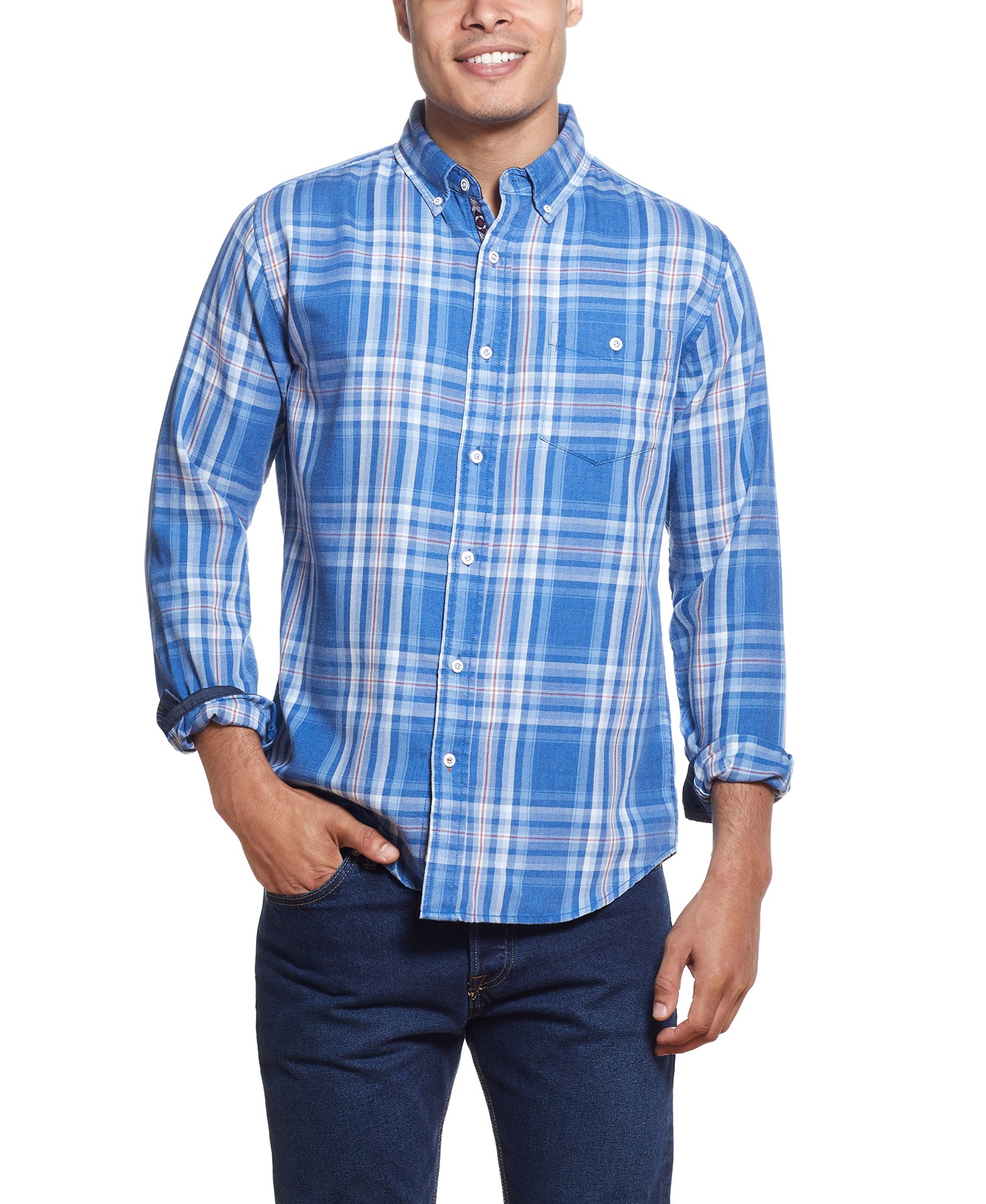 Long Sleeve burnout flannel Shirt IN HIGHTIDE BLUE