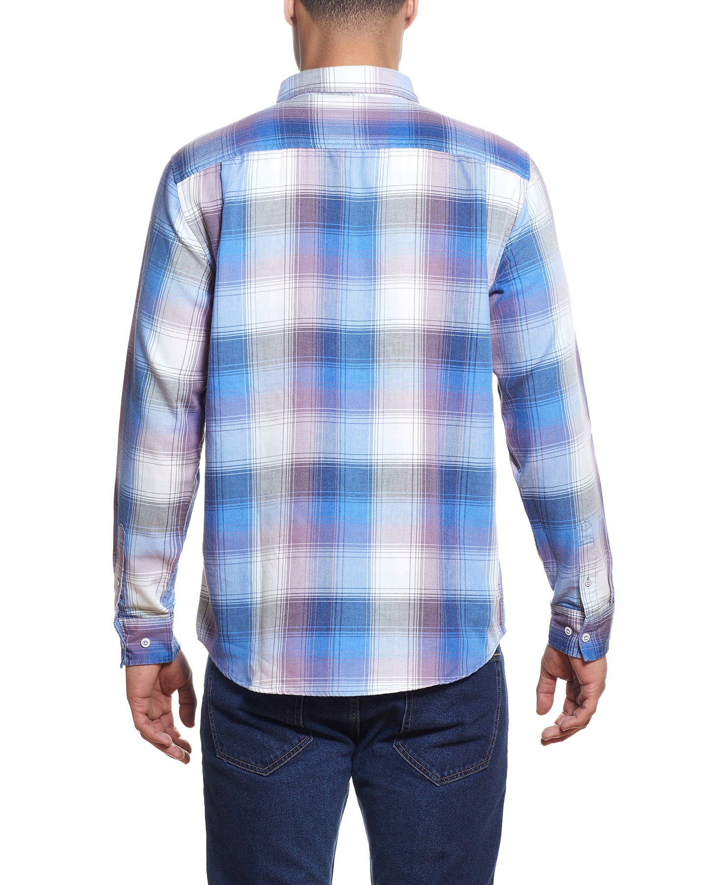 Long Sleeve burnout flannel Shirt IN RIVERSIDE BLUE