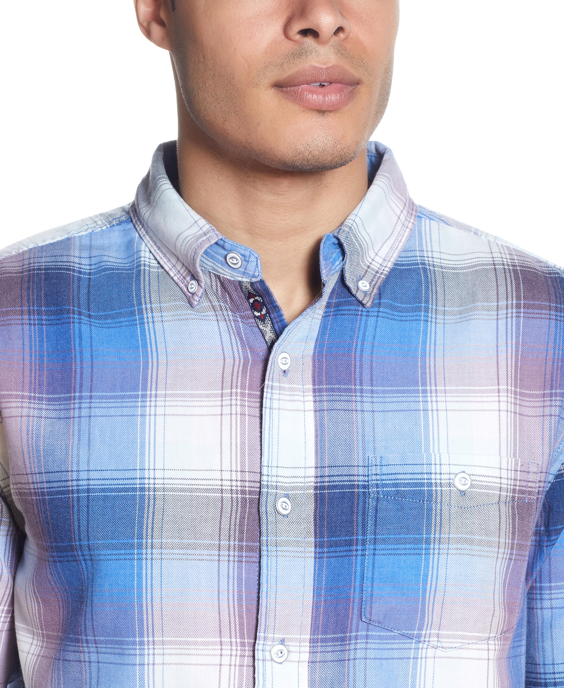 Long Sleeve burnout flannel Shirt IN RIVERSIDE BLUE