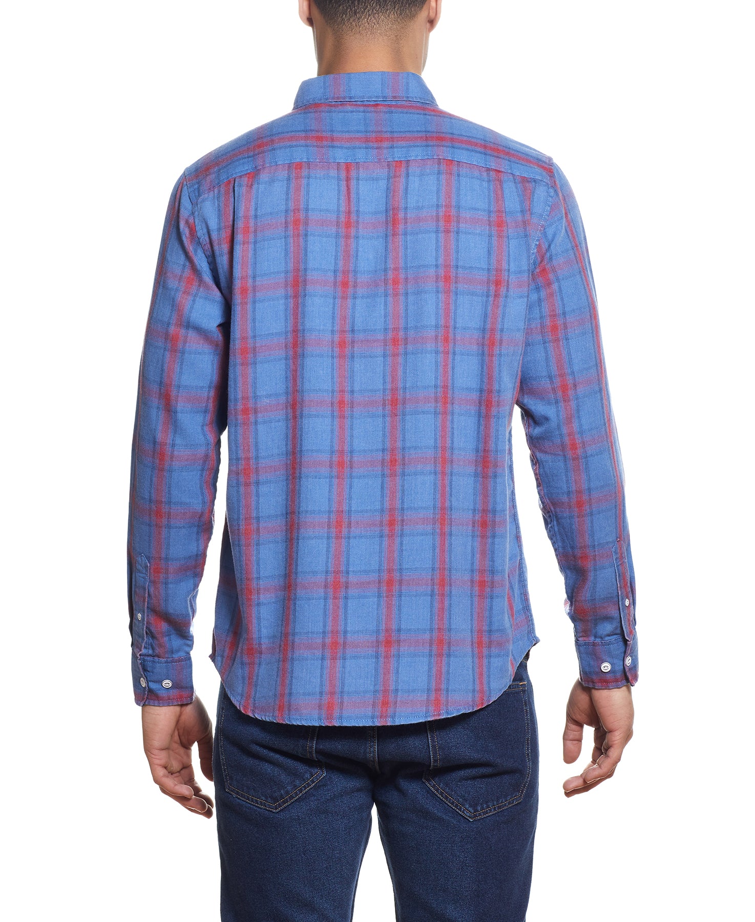 Long Sleeve burnout flannel Shirt IN STORMY BLUE SEA