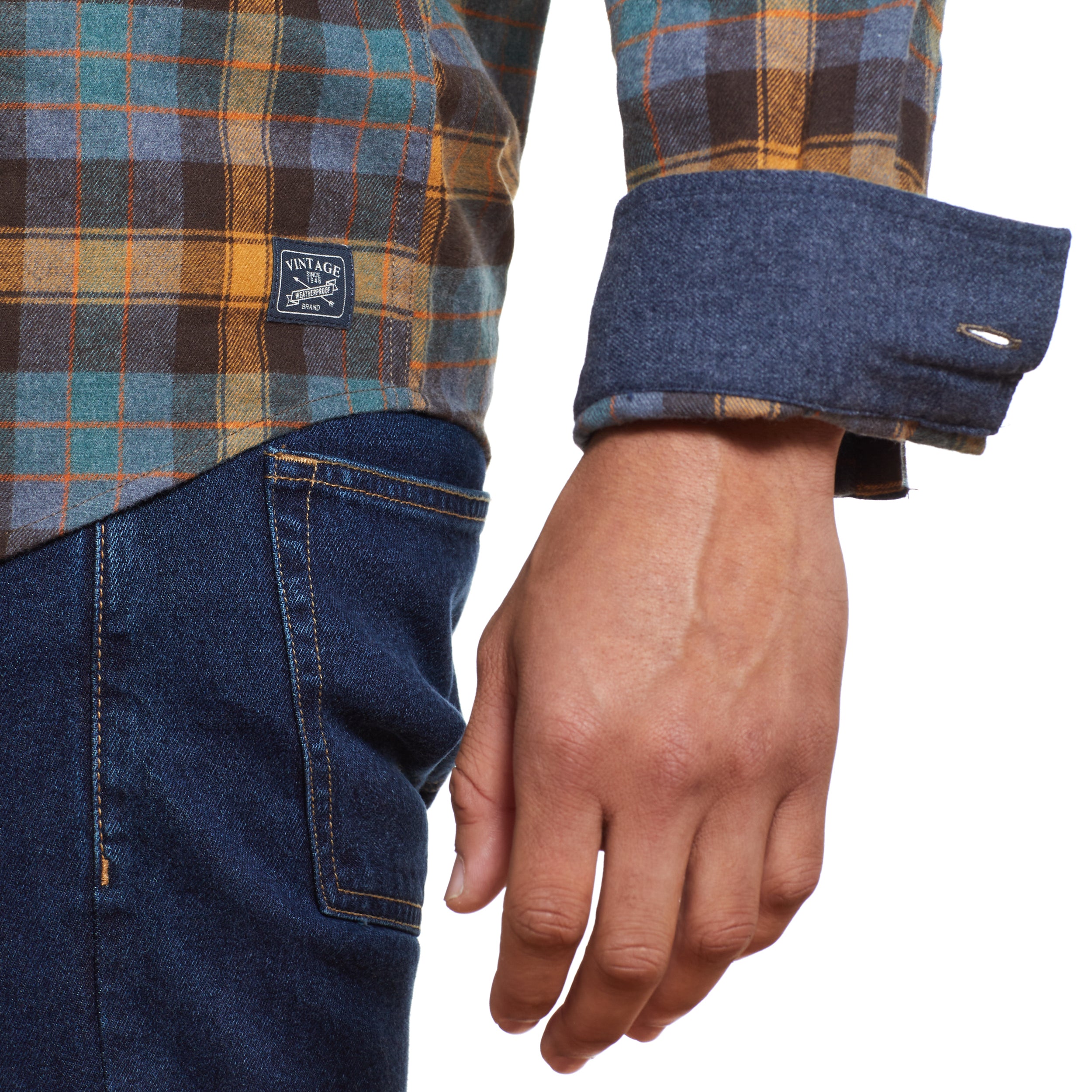 Long Sleeve ANTIQUE PLAID flannel IN PINE CONE GREEN