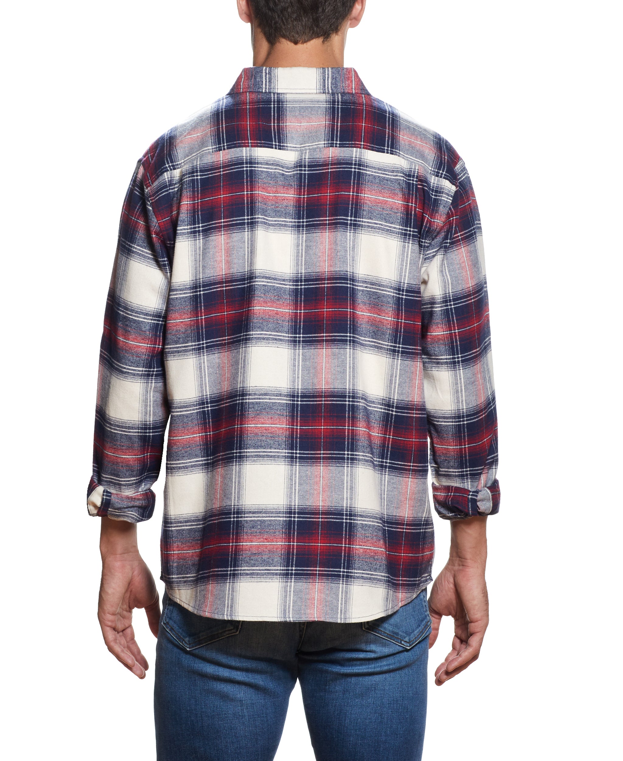 Long Sleeve ANTIQUE PLAID flannel IN SEED PEARL