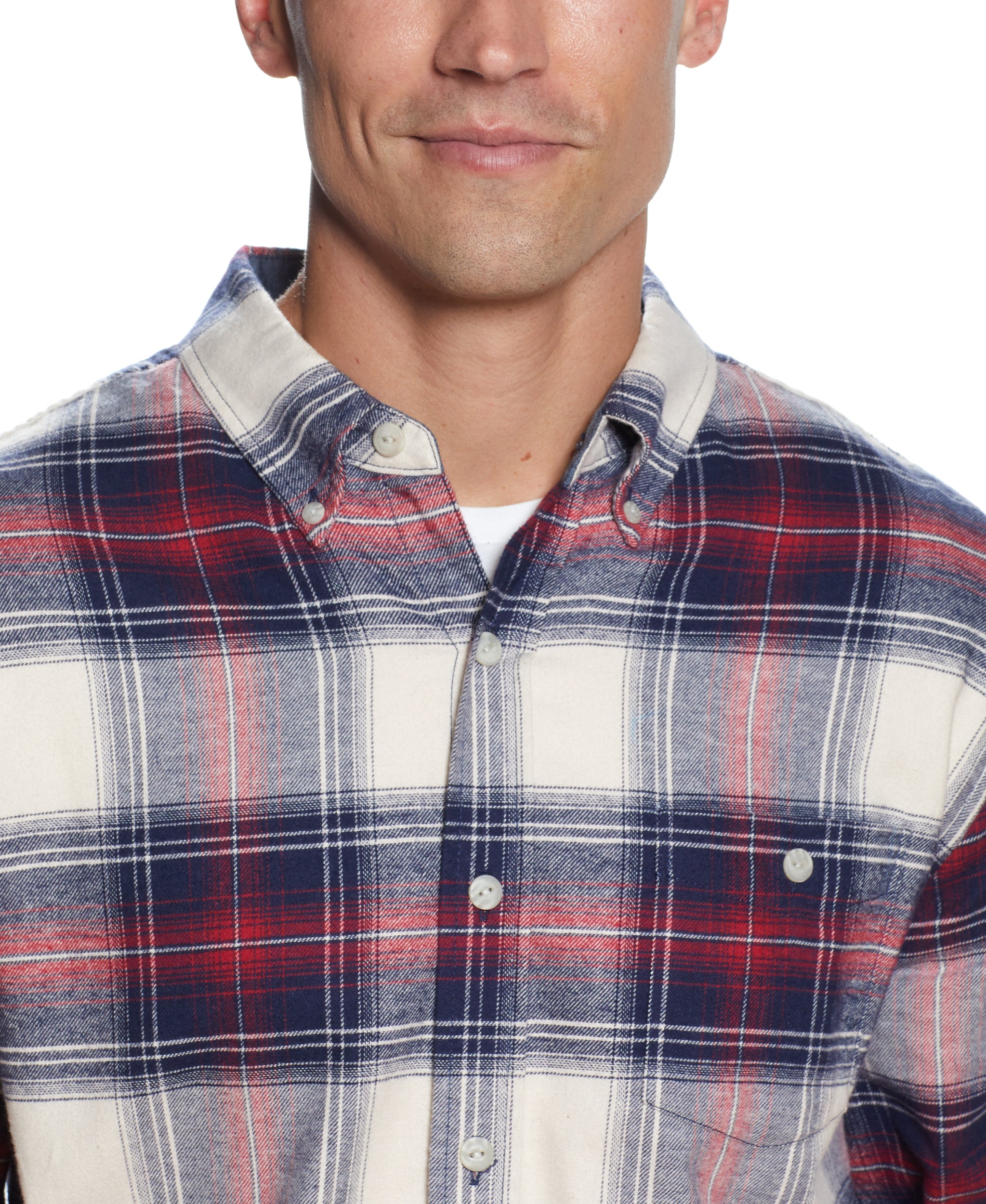 Long Sleeve ANTIQUE PLAID flannel IN SEED PEARL