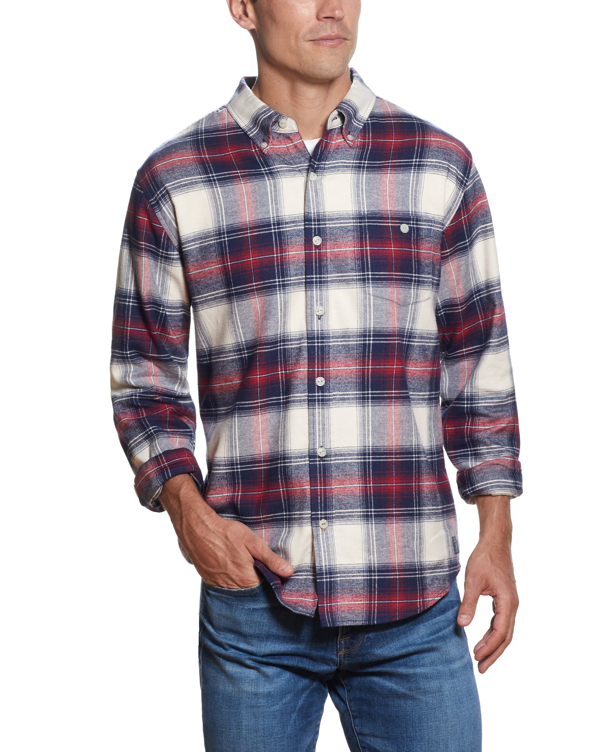 Long Sleeve ANTIQUE PLAID flannel IN SEED PEARL