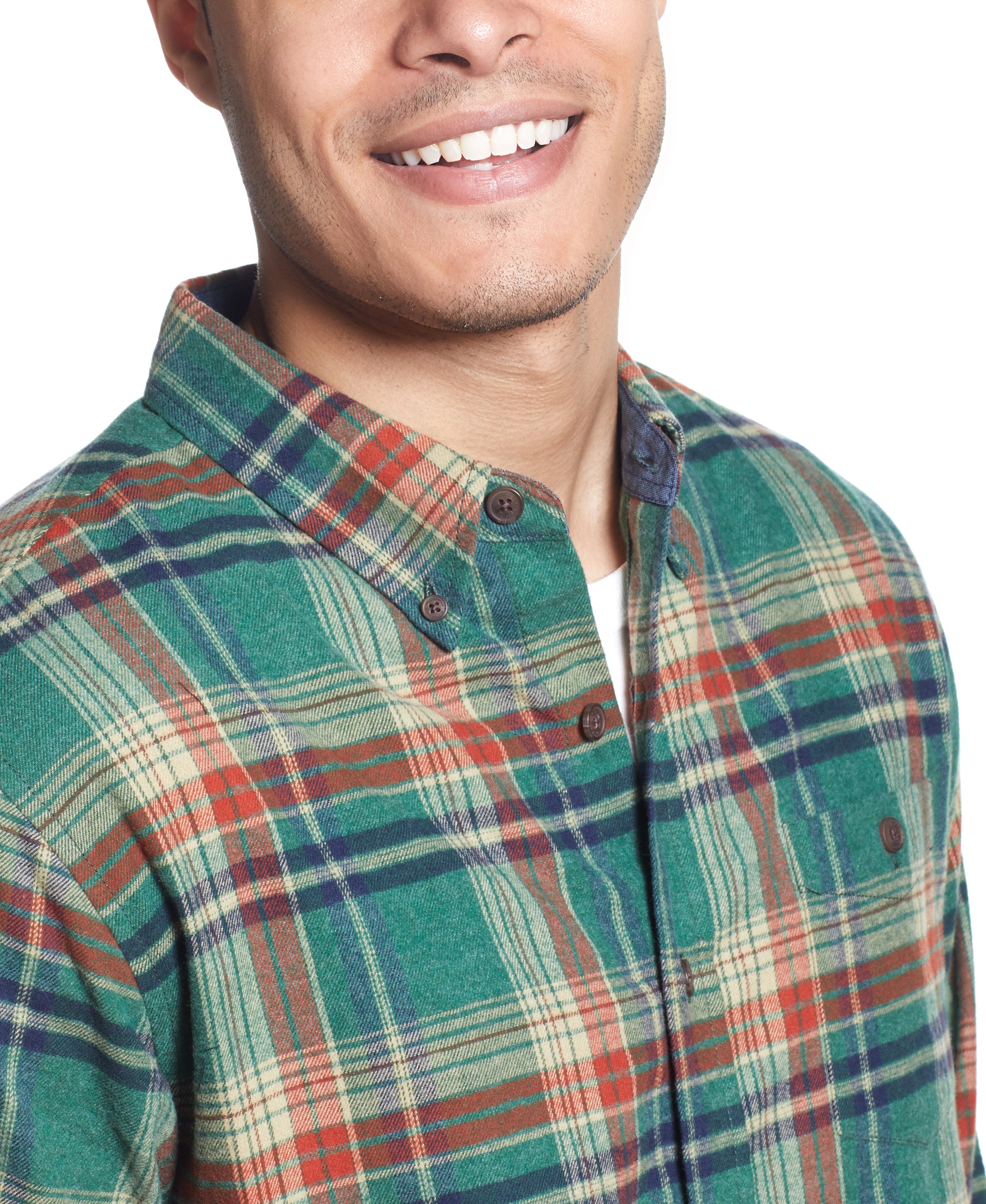 Long Sleeve ANTIQUE PLAID flannel IN AGAVE GREEN