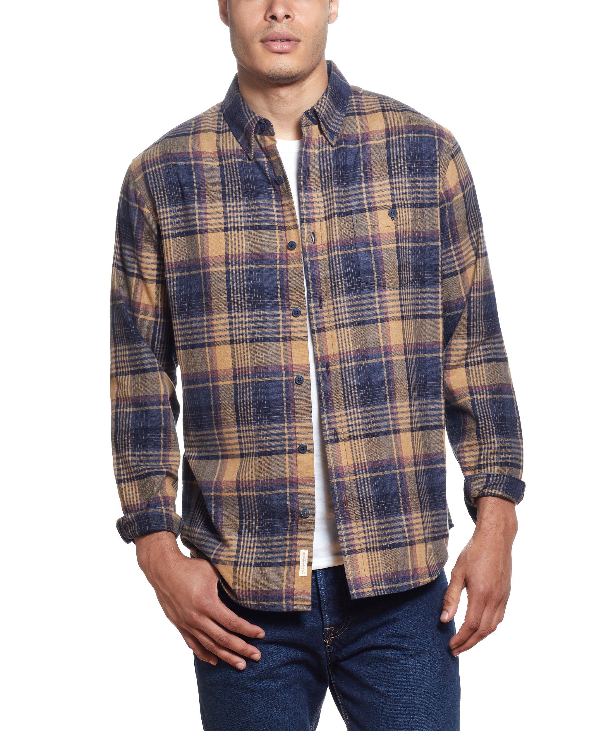 Long Sleeve ANTIQUE PLAID flannel IN BROWN