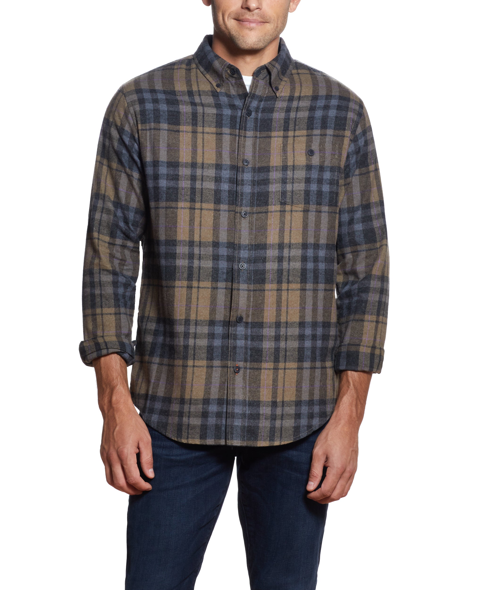 Long Sleeve ANTIQUE PLAID flannel IN DUNE