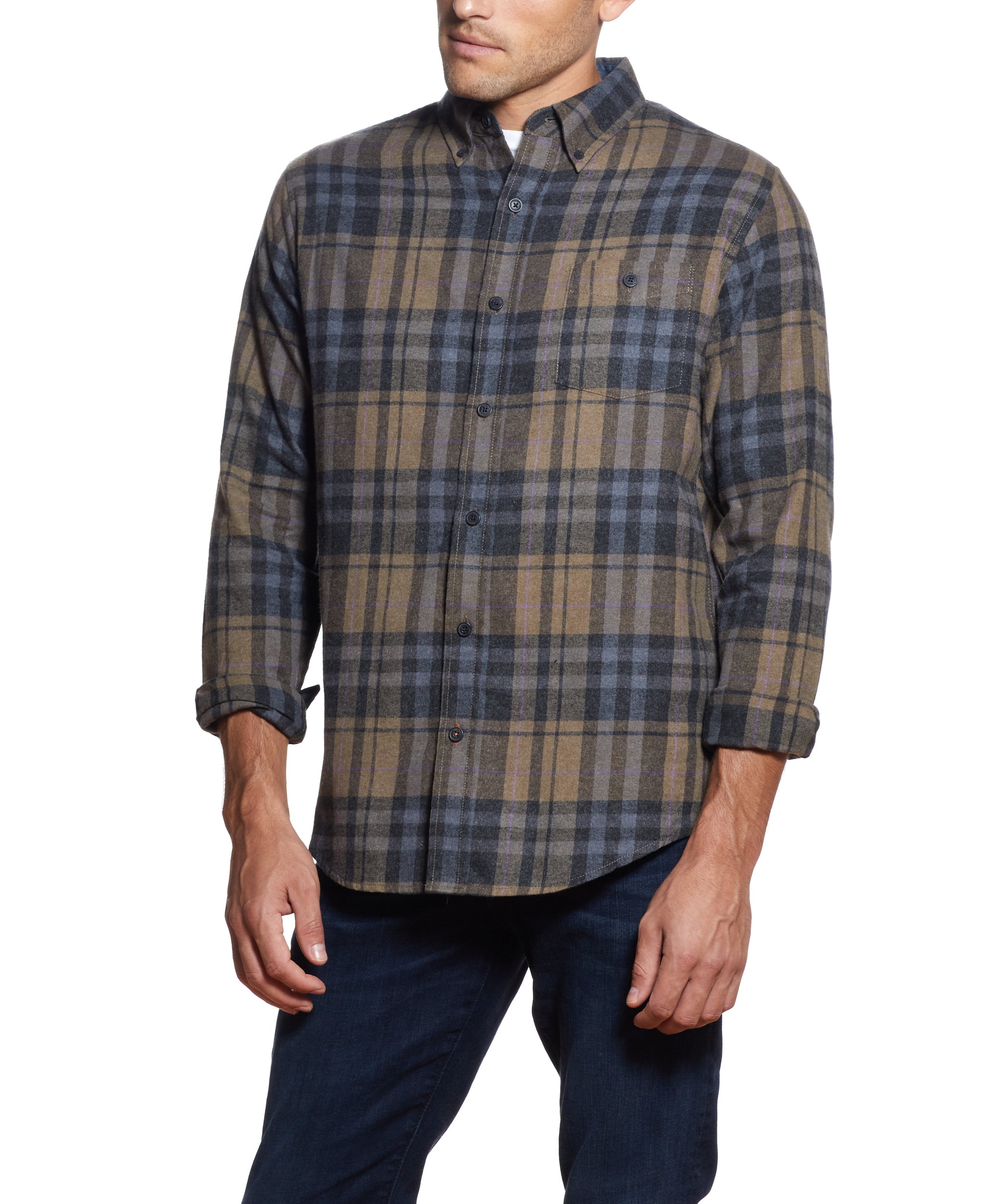 Long Sleeve ANTIQUE PLAID flannel IN DUNE