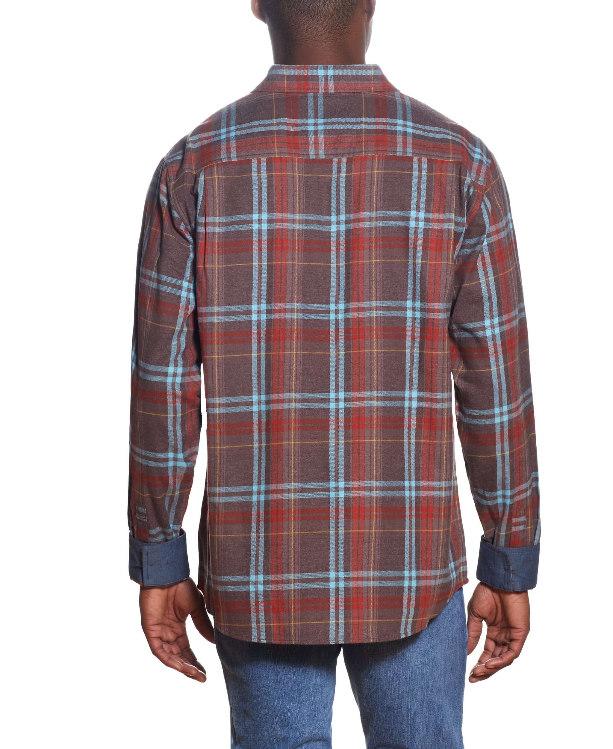 Long Sleeve ANTIQUE PLAID flannel IN SEPIA TINT