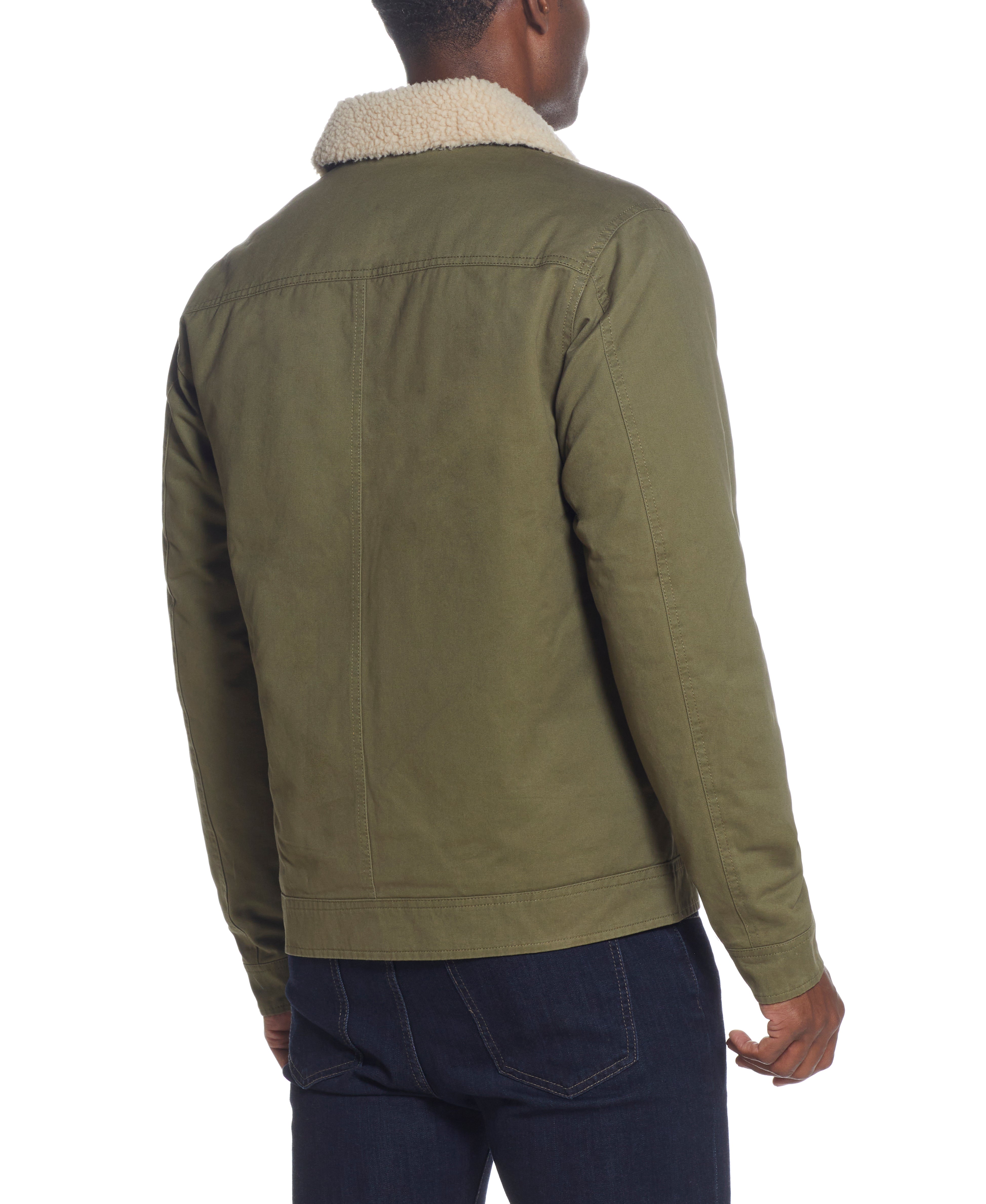 Twill Trucker Jacket In Olive Night