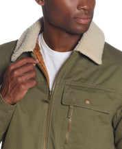 Twill Trucker Jacket In Olive Night