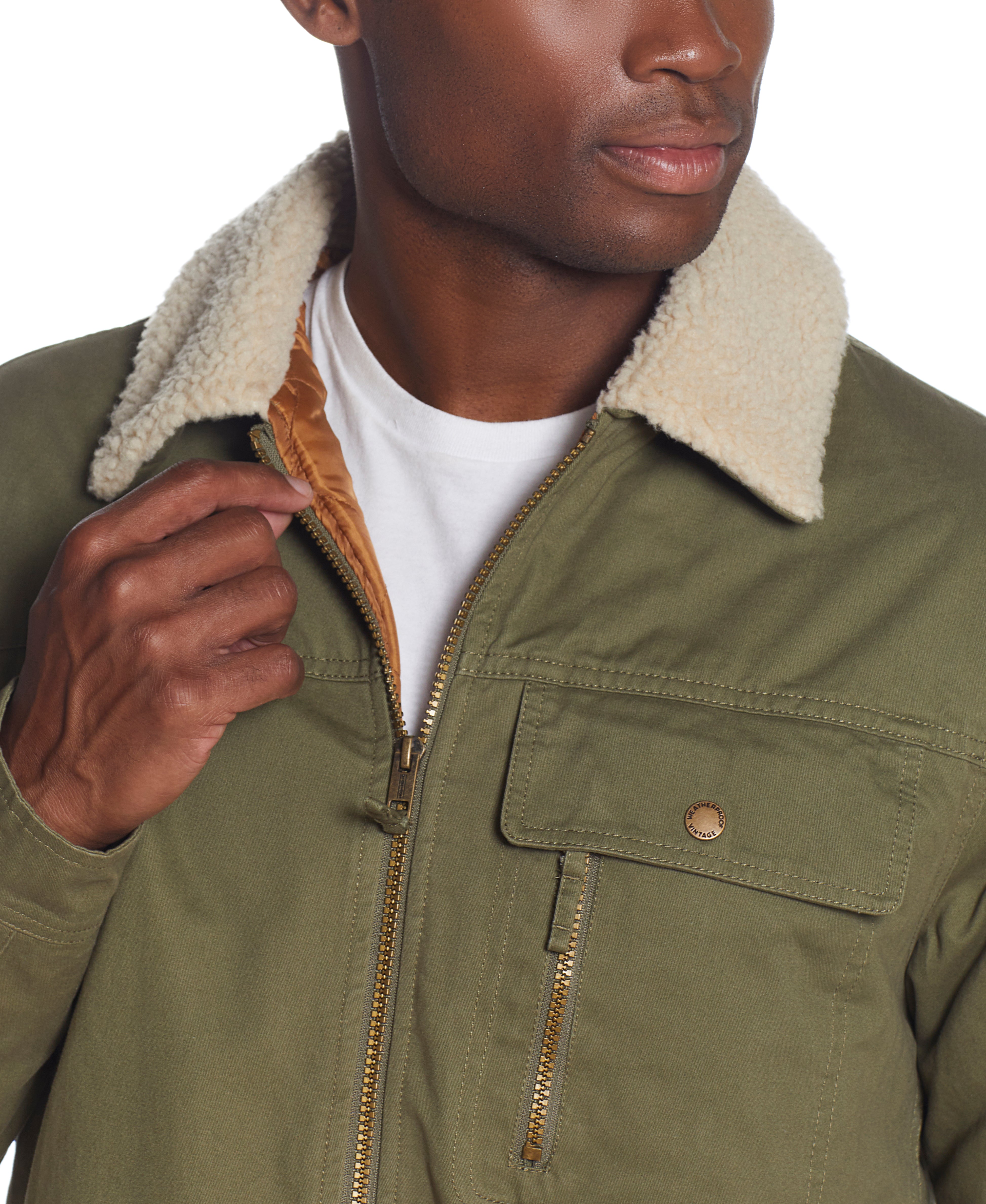 Twill Trucker Jacket In Olive Night