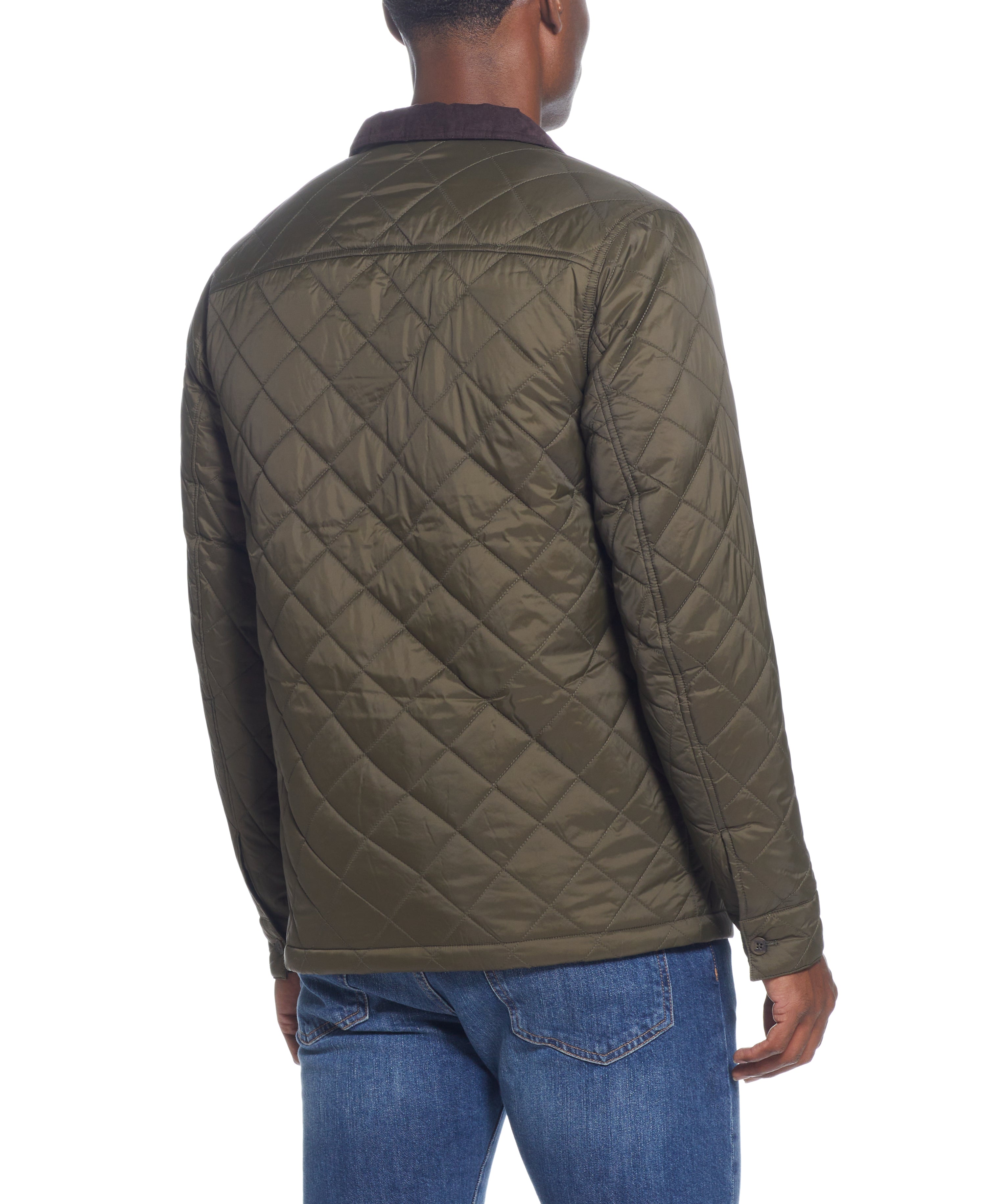 DIAMOND QUILTED NYLON JACKET IN BEECH GREEN