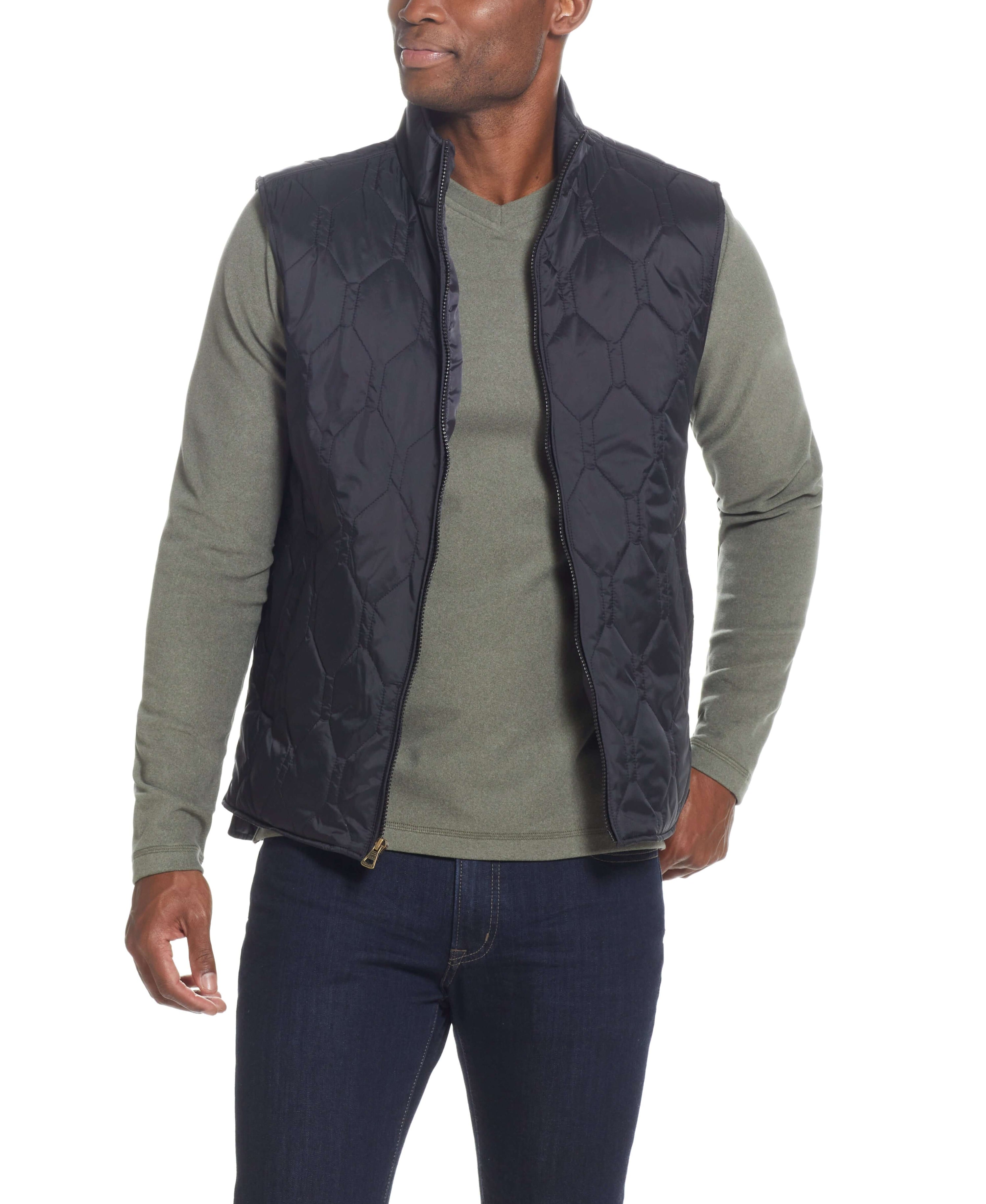 HEXAGON QUILTED Vest in Black