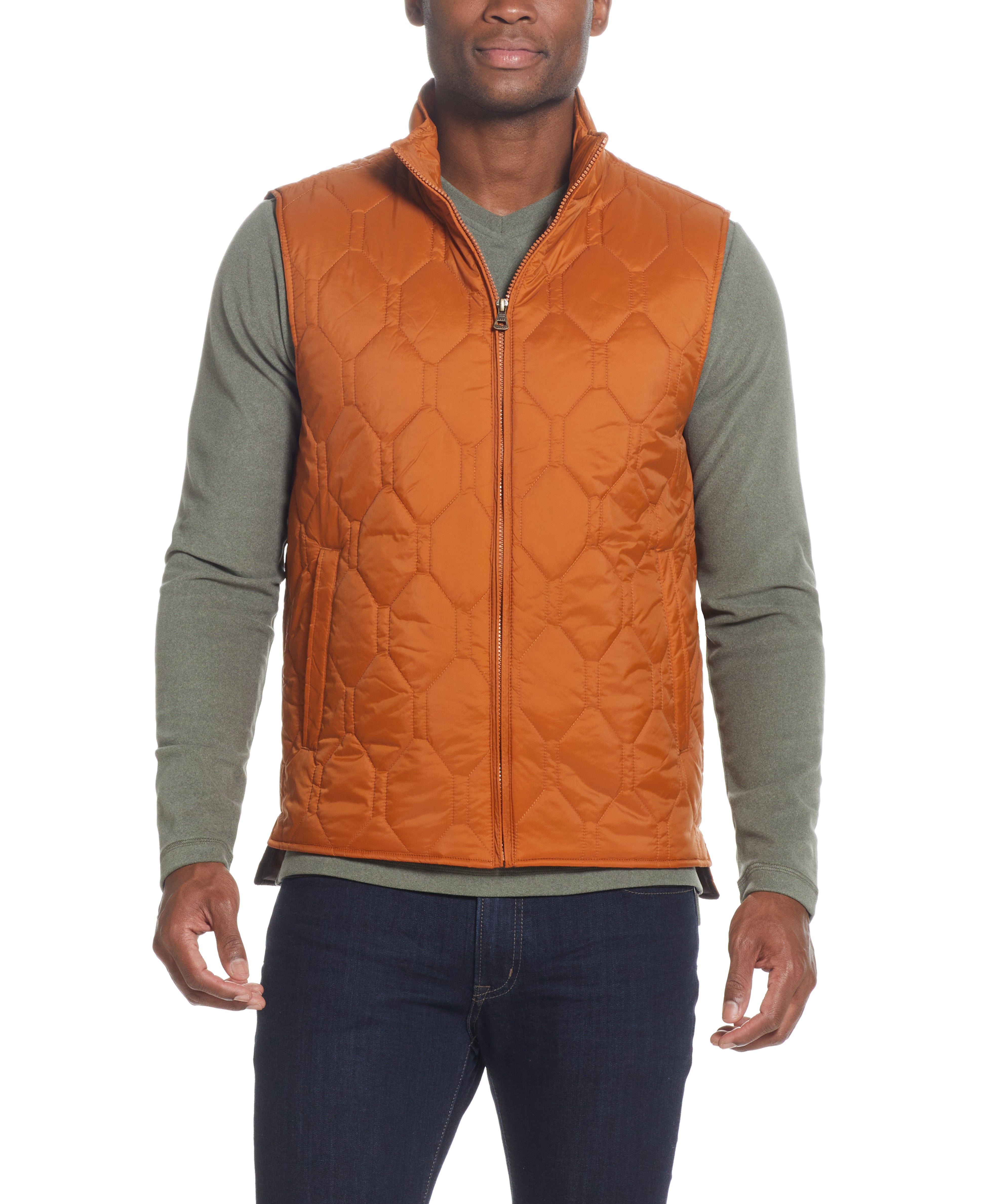 HEXAGON QUILTED Vest in PUMPKIN