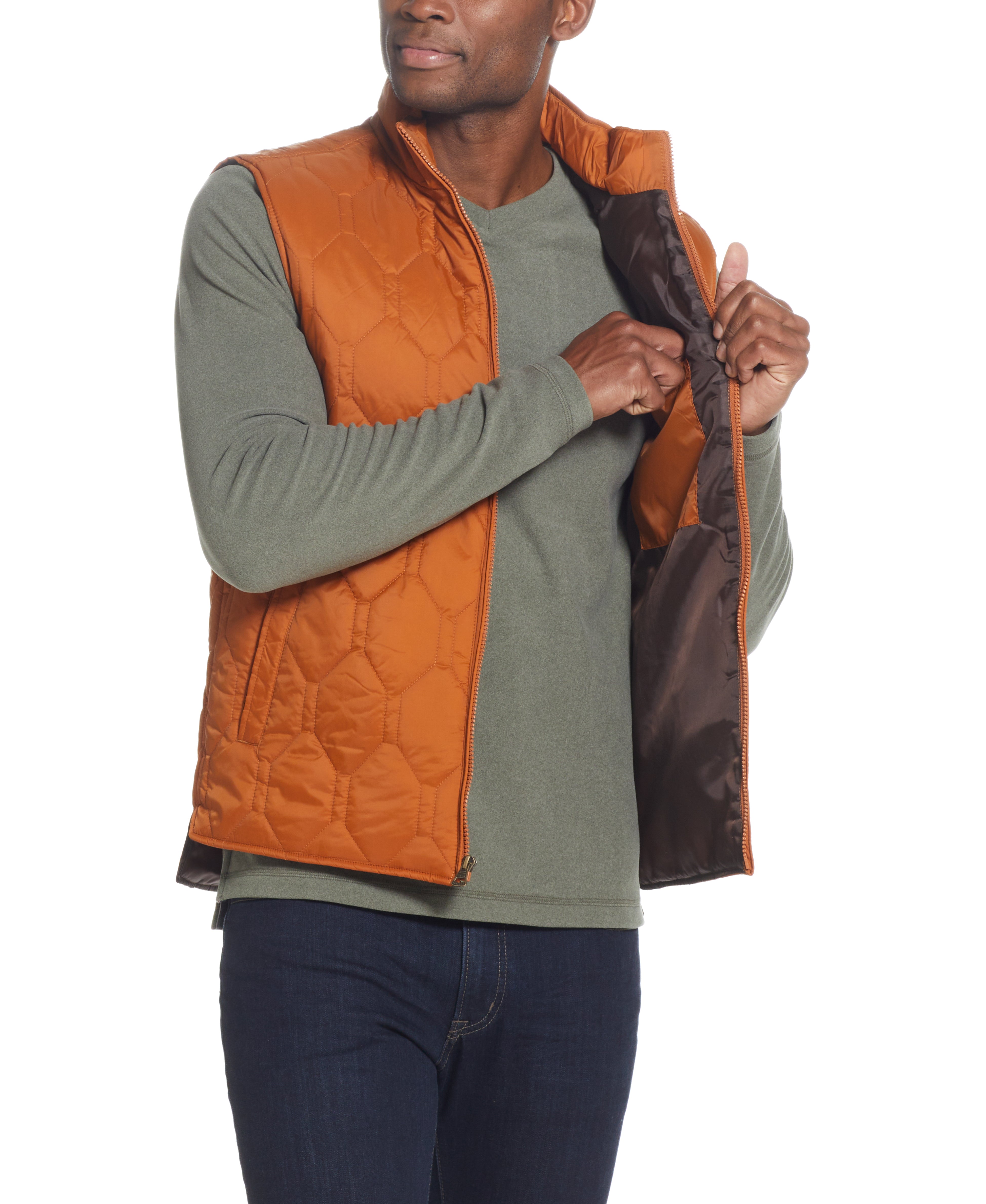 HEXAGON QUILTED Vest in PUMPKIN