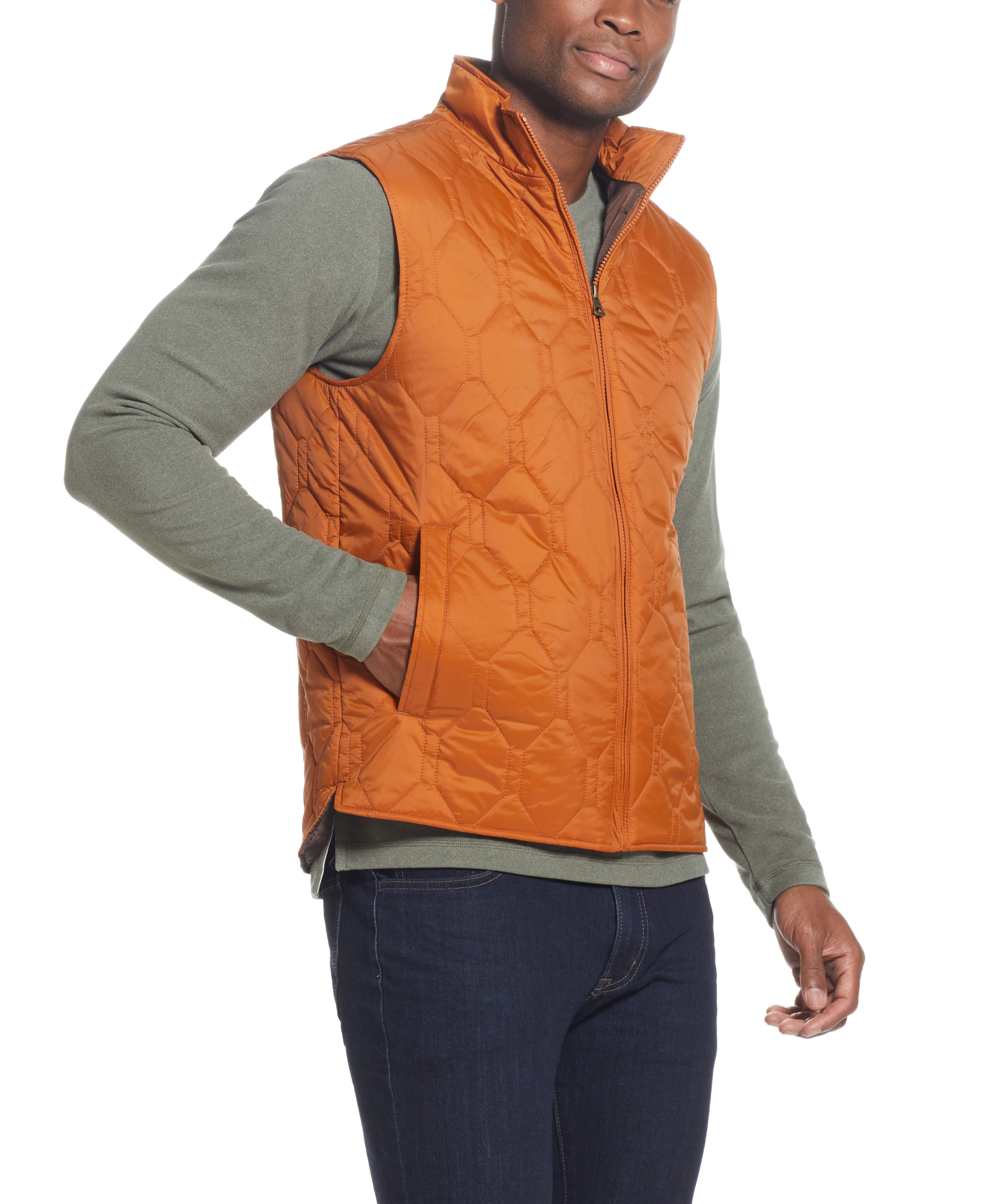 HEXAGON QUILTED Vest in PUMPKIN
