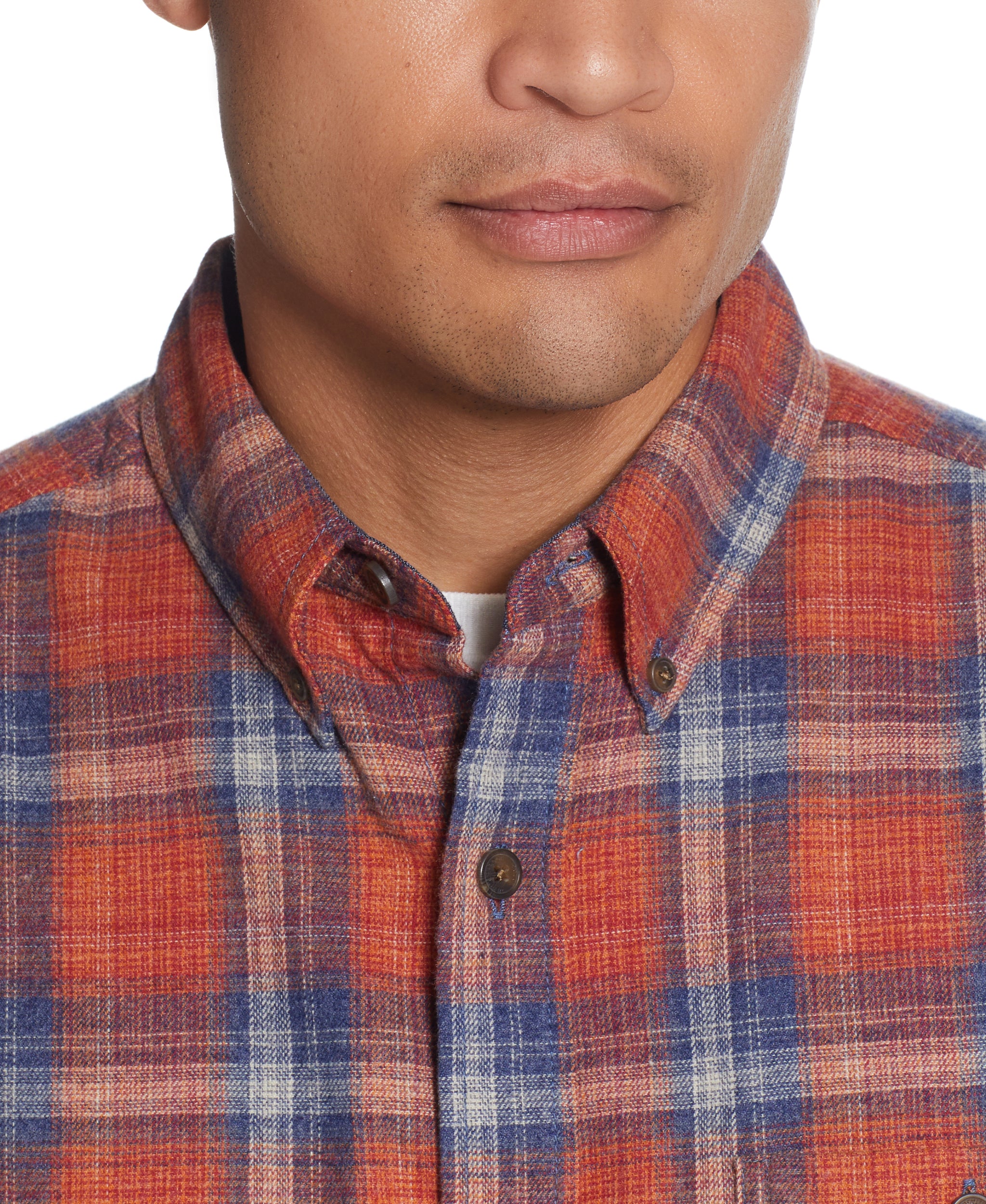 burnt orange plaid shirt