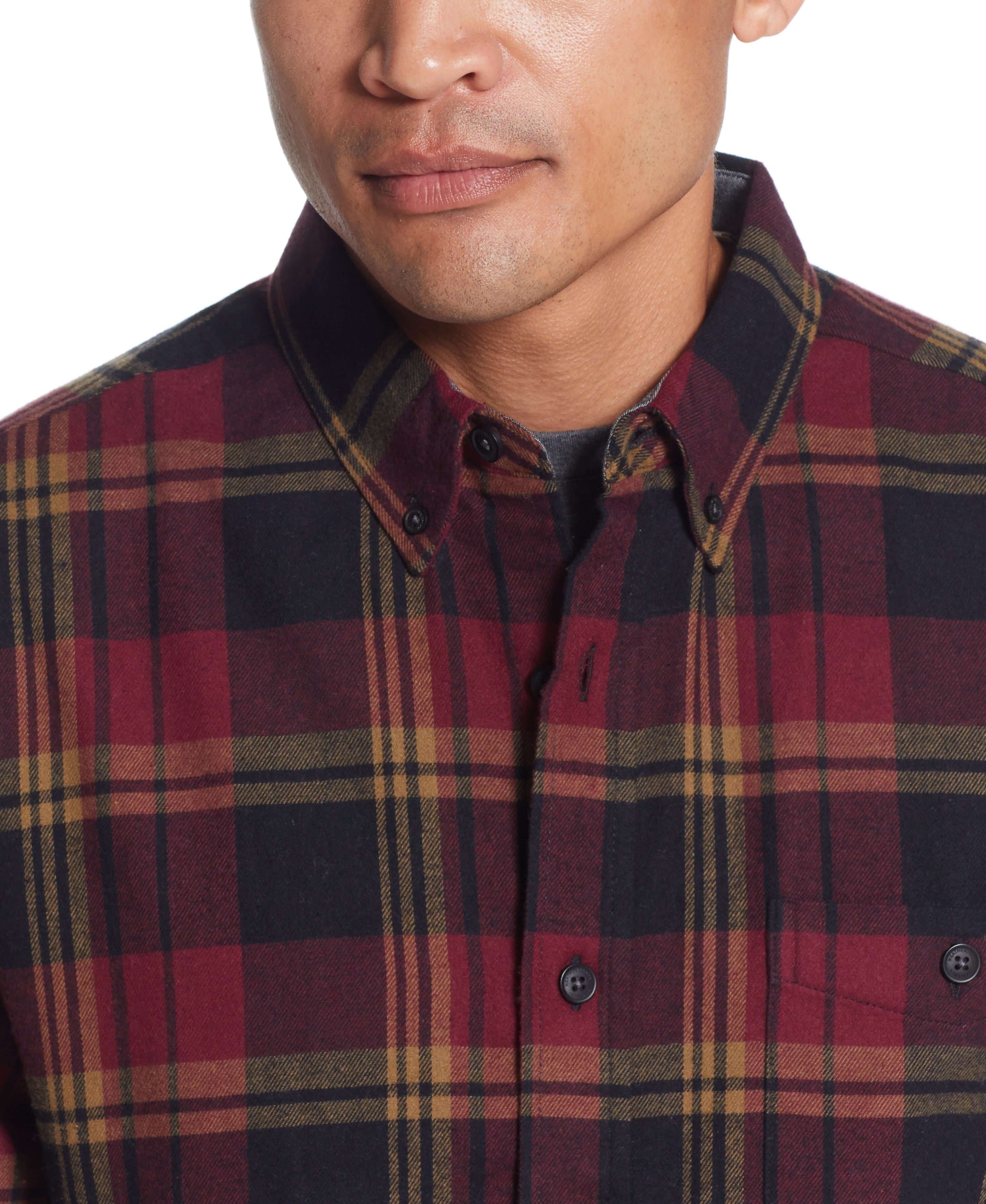 Long Sleeve brushed flannel Shirt IN BEET RED
