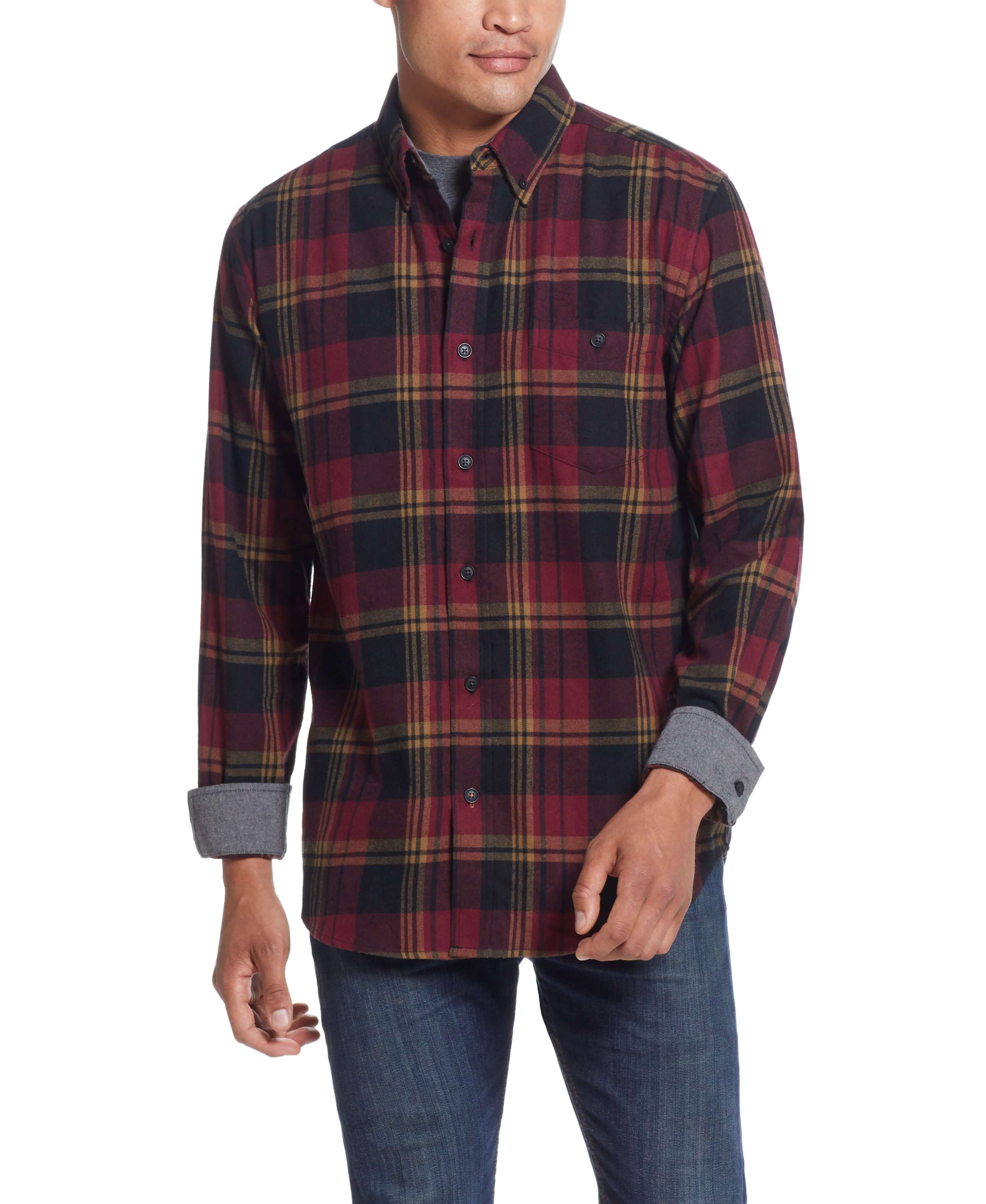Long Sleeve brushed flannel Shirt IN BEET RED