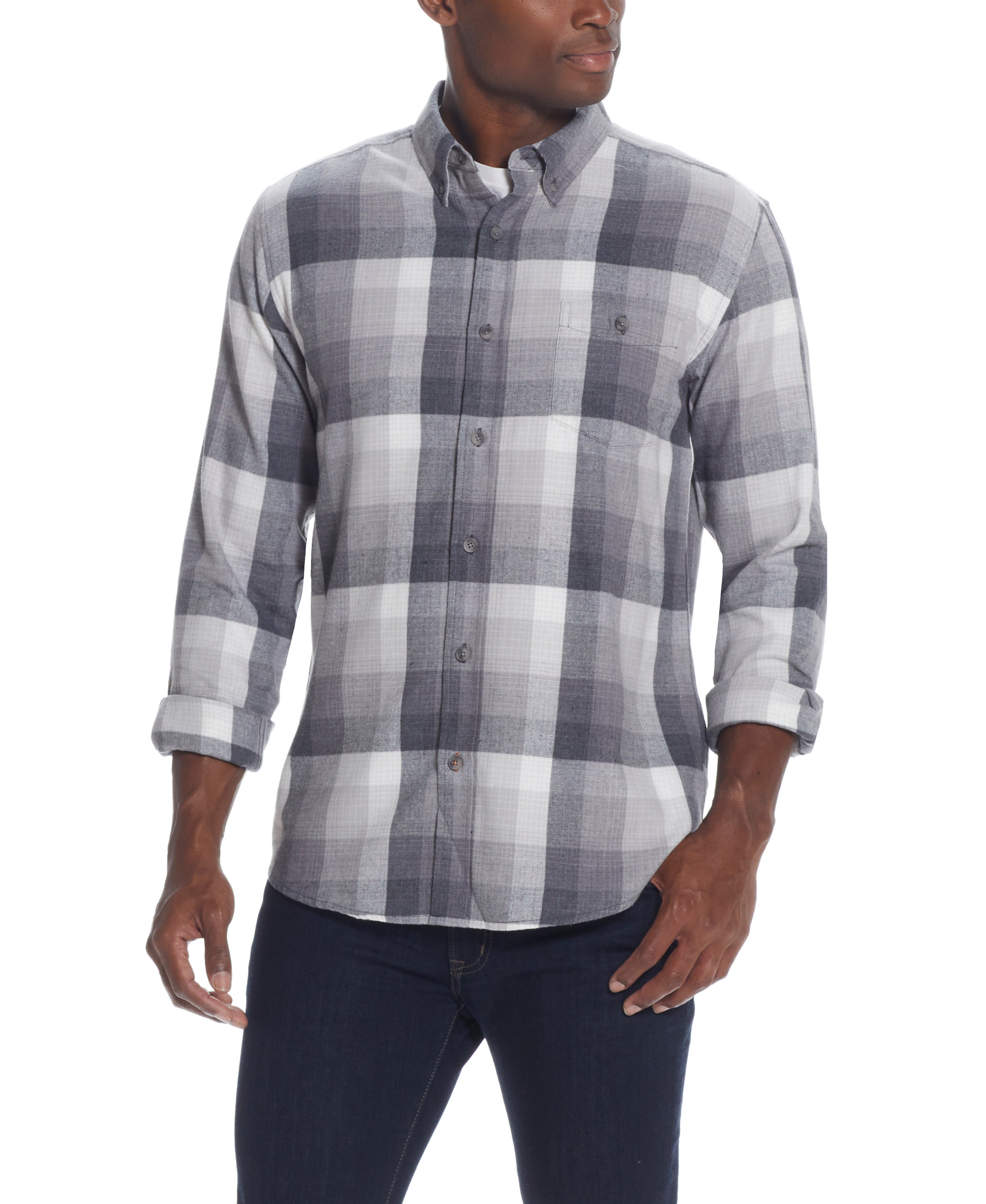 Long Sleeve brushed flannel Shirt IN MIRAGE GREY