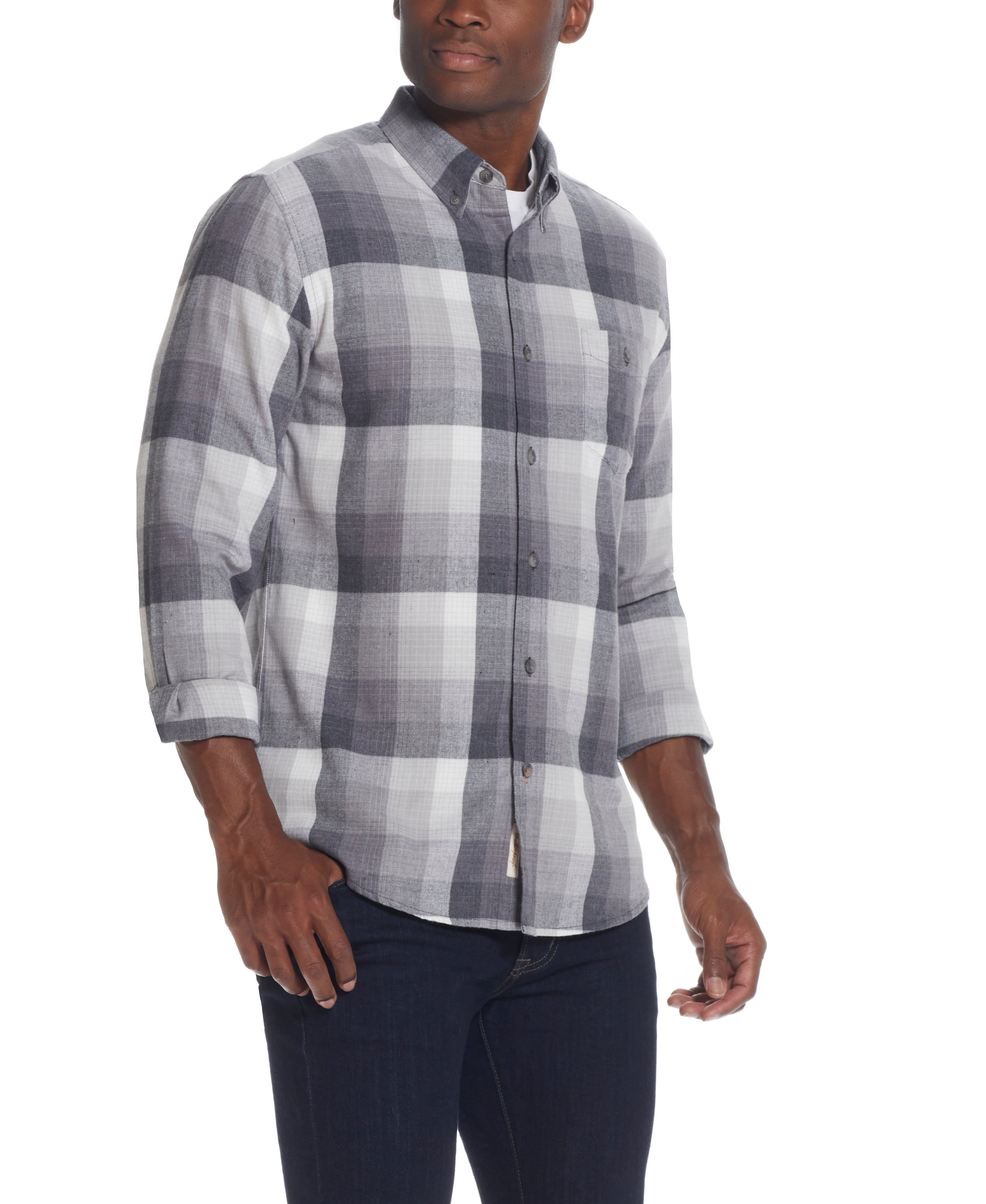 Long Sleeve brushed flannel Shirt IN MIRAGE GREY