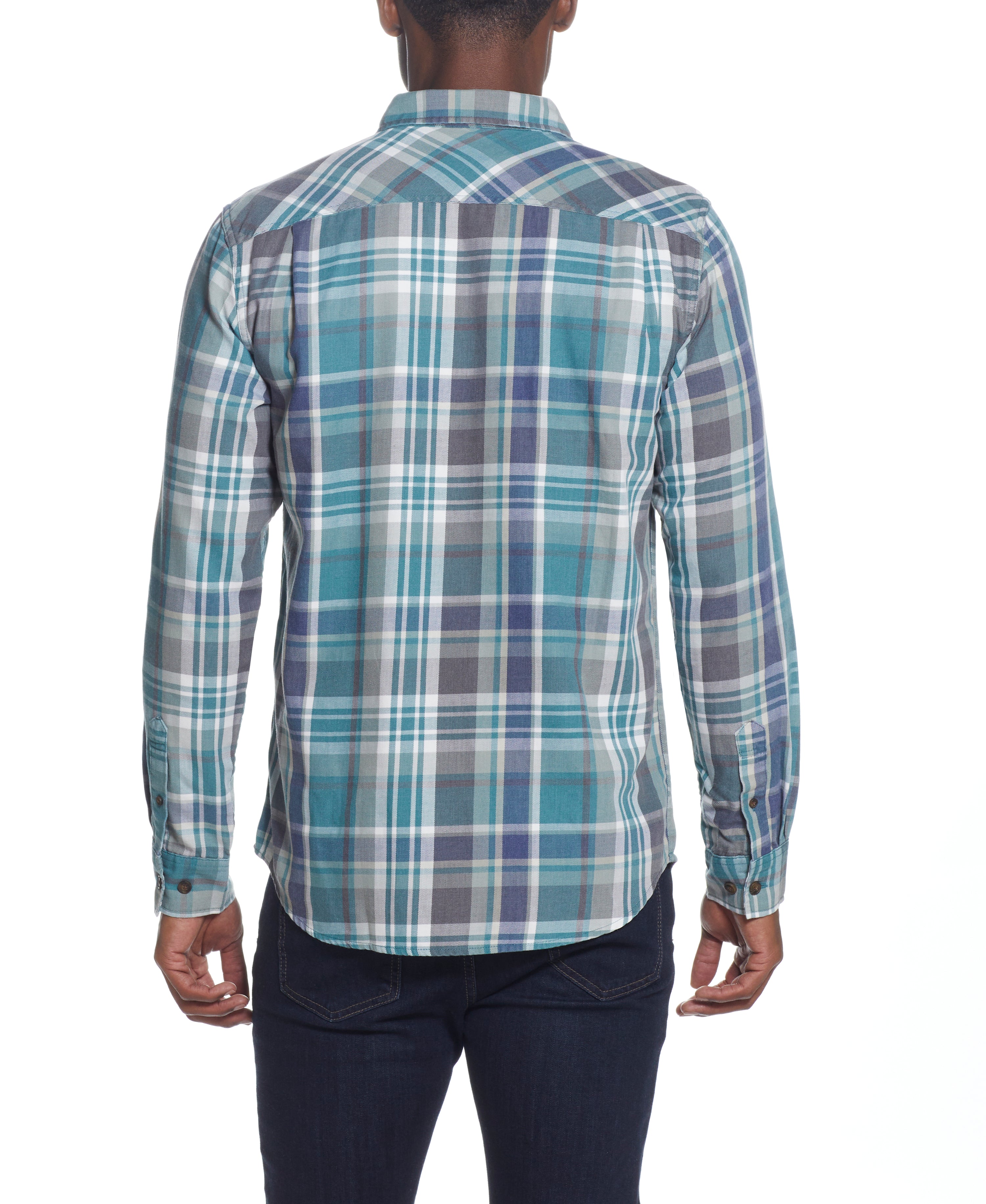SUPER SOFT FLANNEL BUTTON DOWN IN MINERAL BLUE