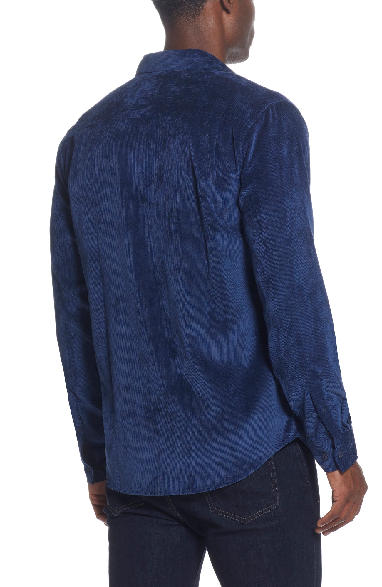 Stretch Corduroy Shirt In Navy