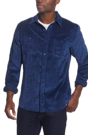 Stretch Corduroy Shirt In Navy