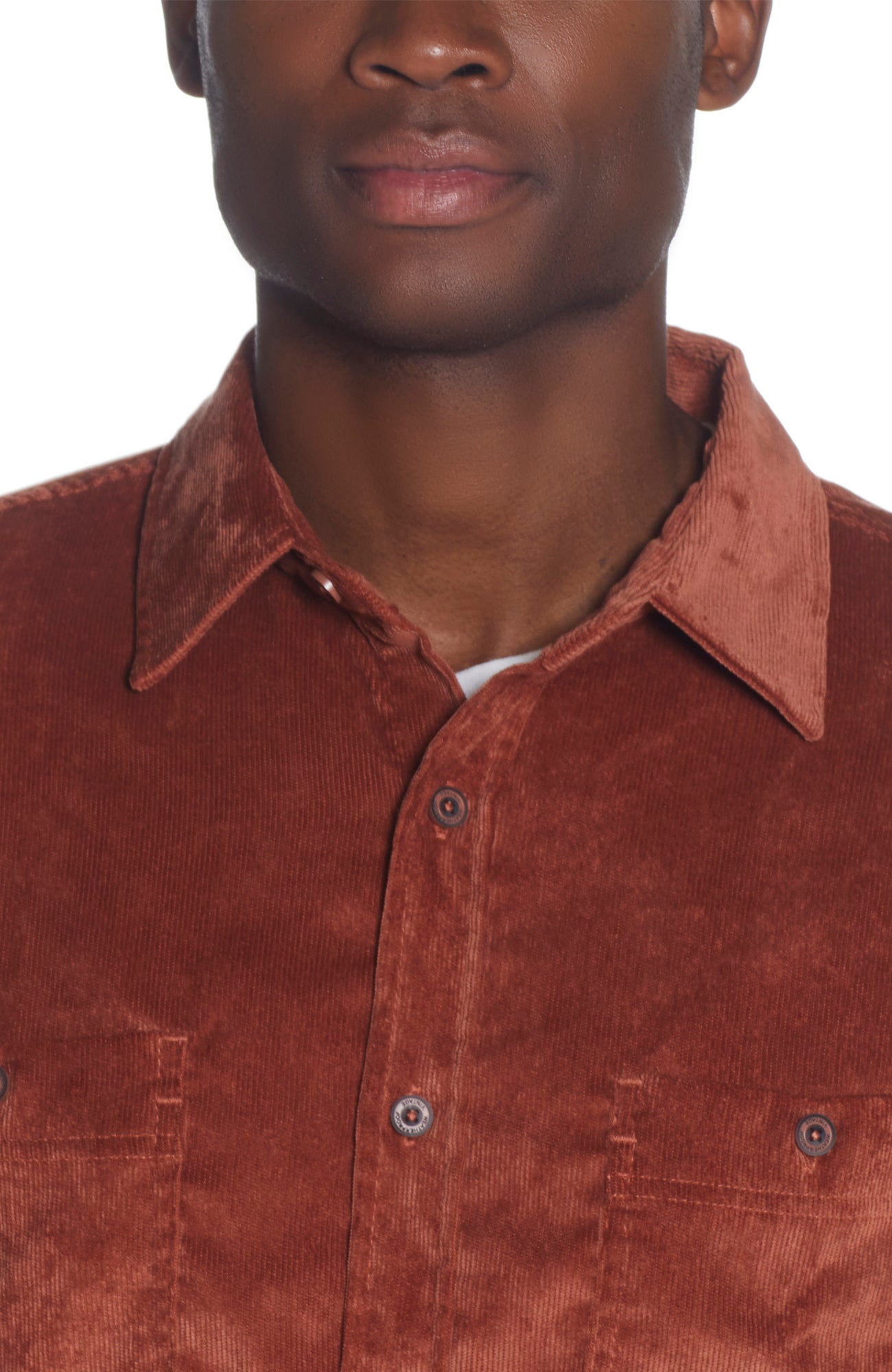 Stretch Corduroy Shirt In Smoked Paprika