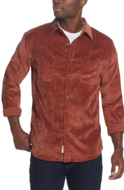 Stretch Corduroy Shirt In Smoked Paprika