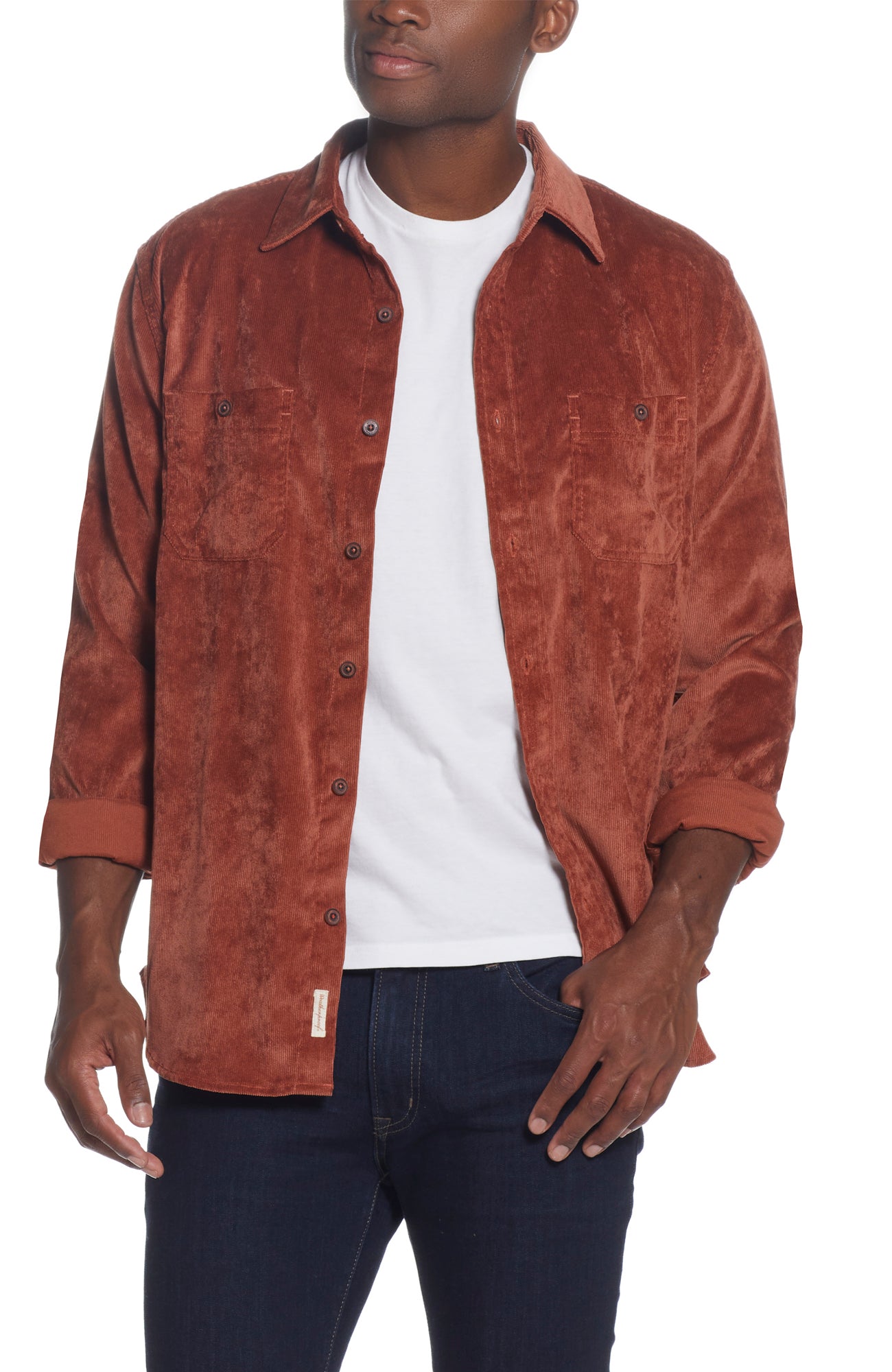 Stretch Corduroy Shirt In Smoked Paprika