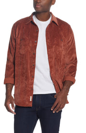 Stretch Corduroy Shirt In Smoked Paprika