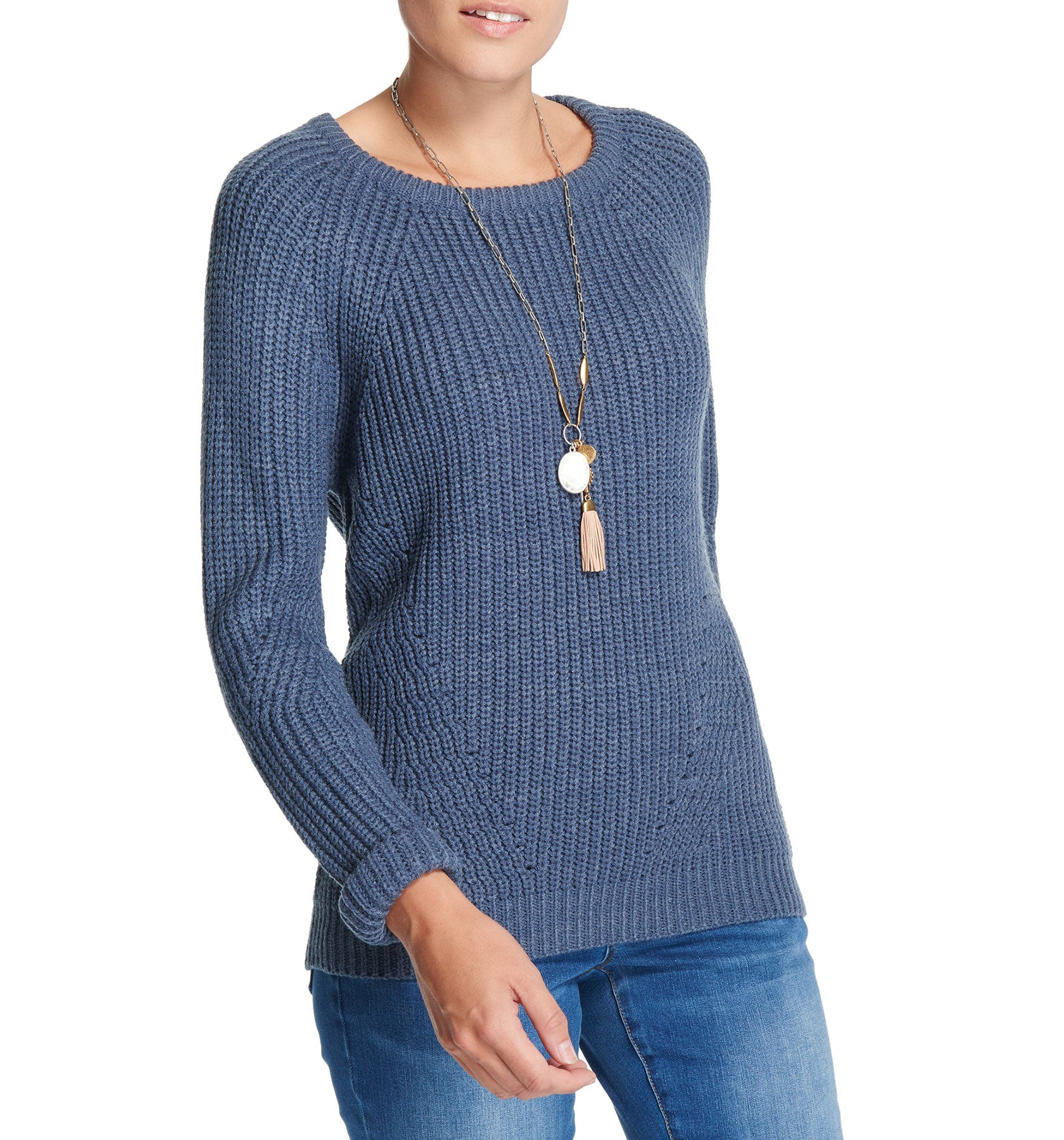 Diamond Crew Sweater Denim Heather
