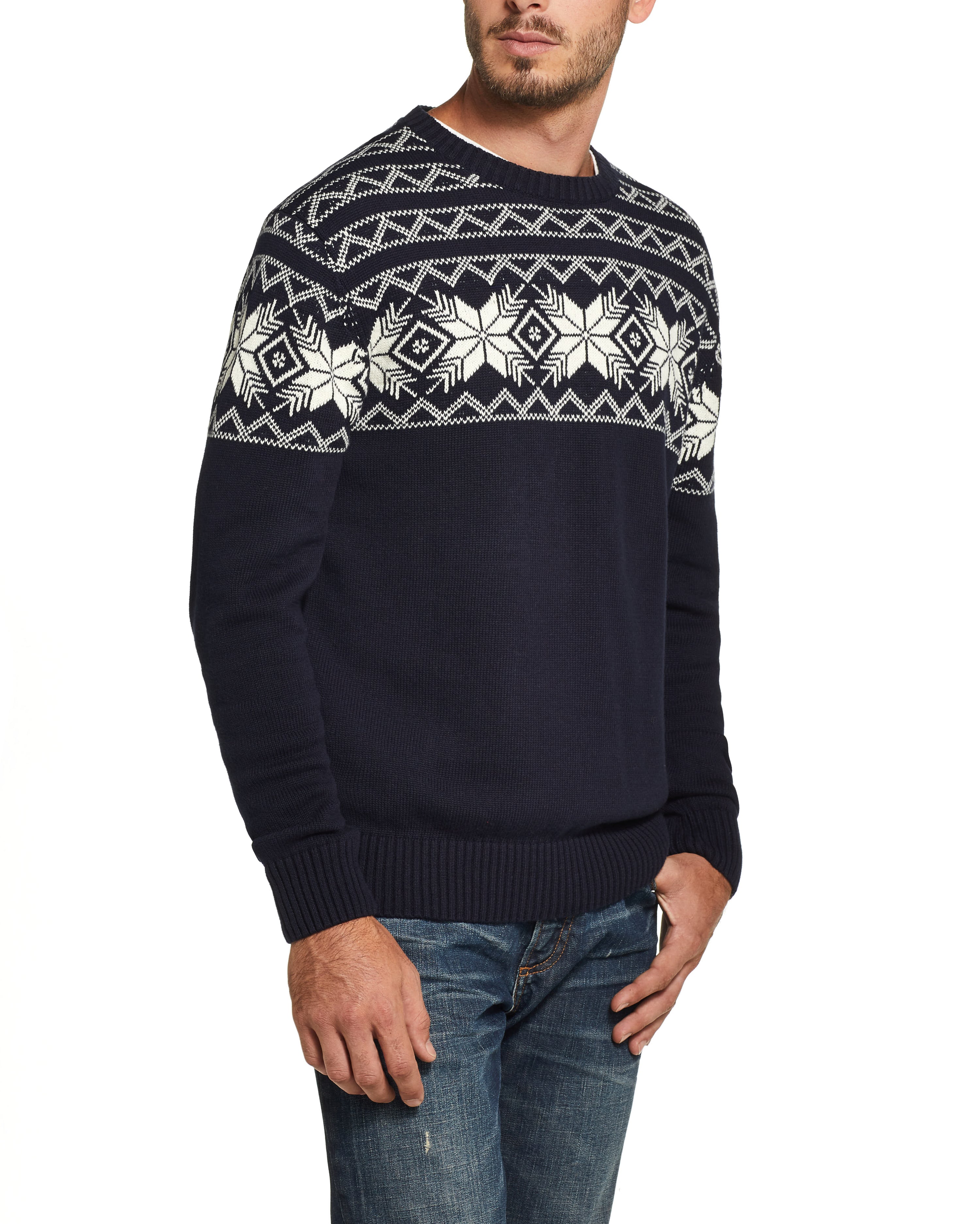 Snowflake Pattern Sweater IN Navy