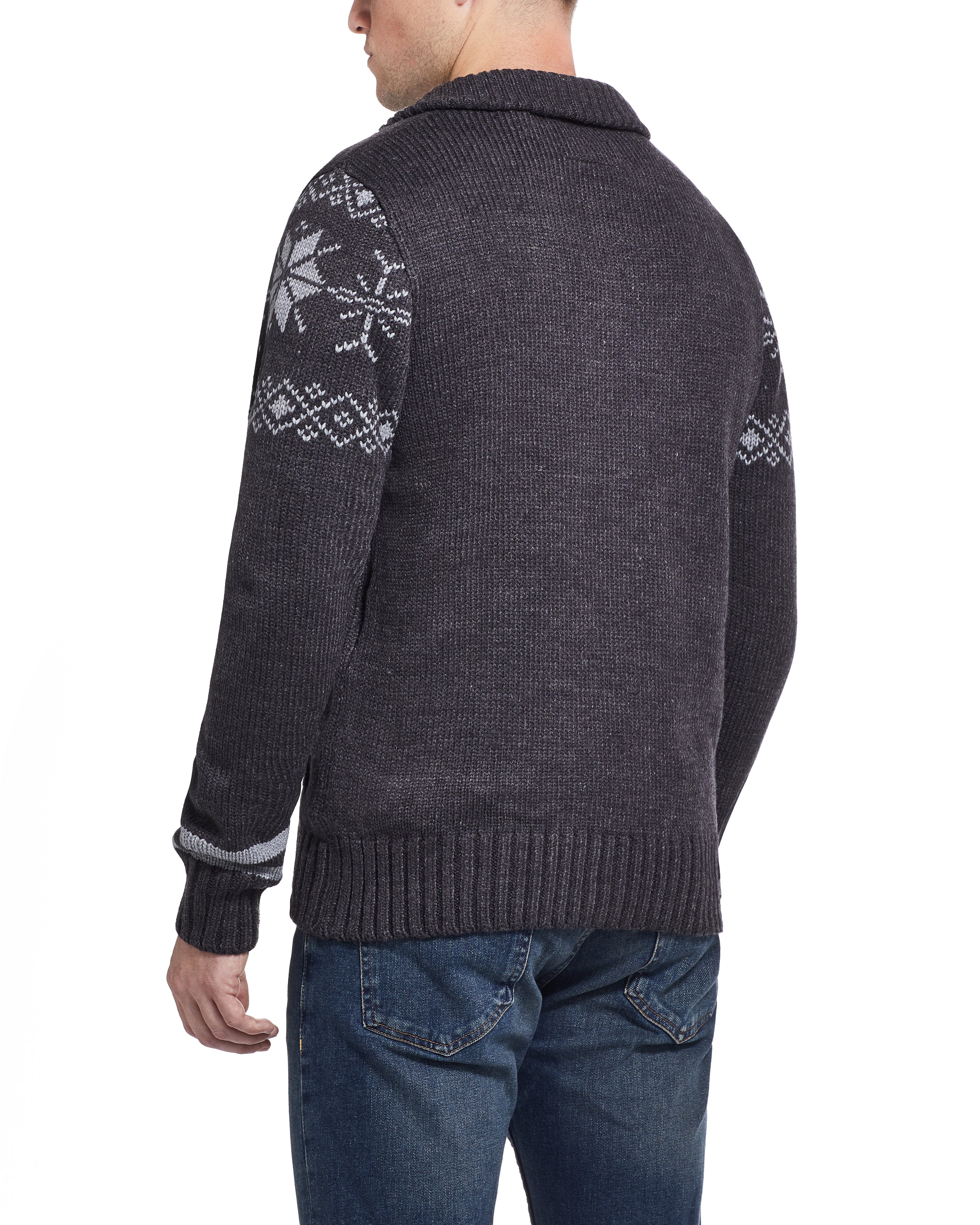 Snowflake Cardigan Sweater in Charcoal Heather