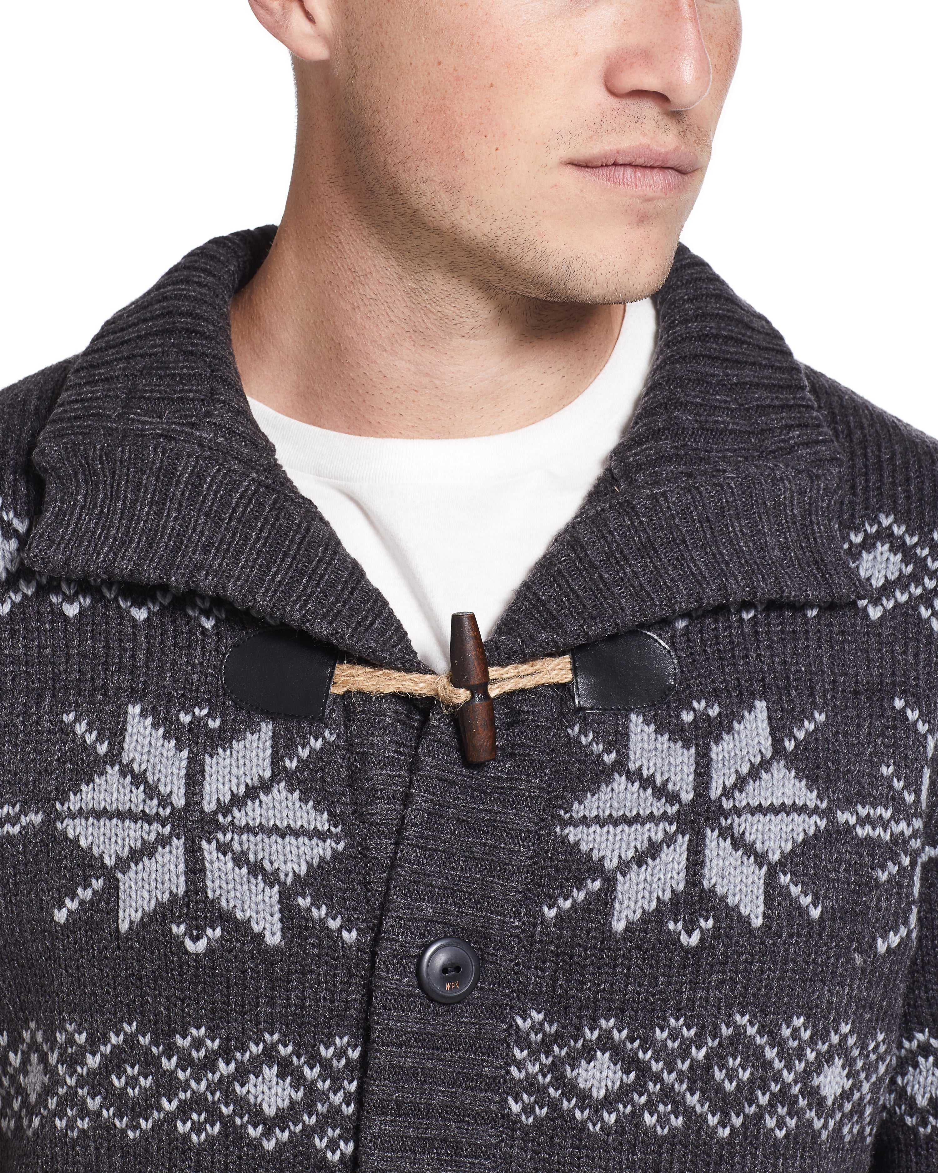 Snowflake Cardigan Sweater in Charcoal Heather