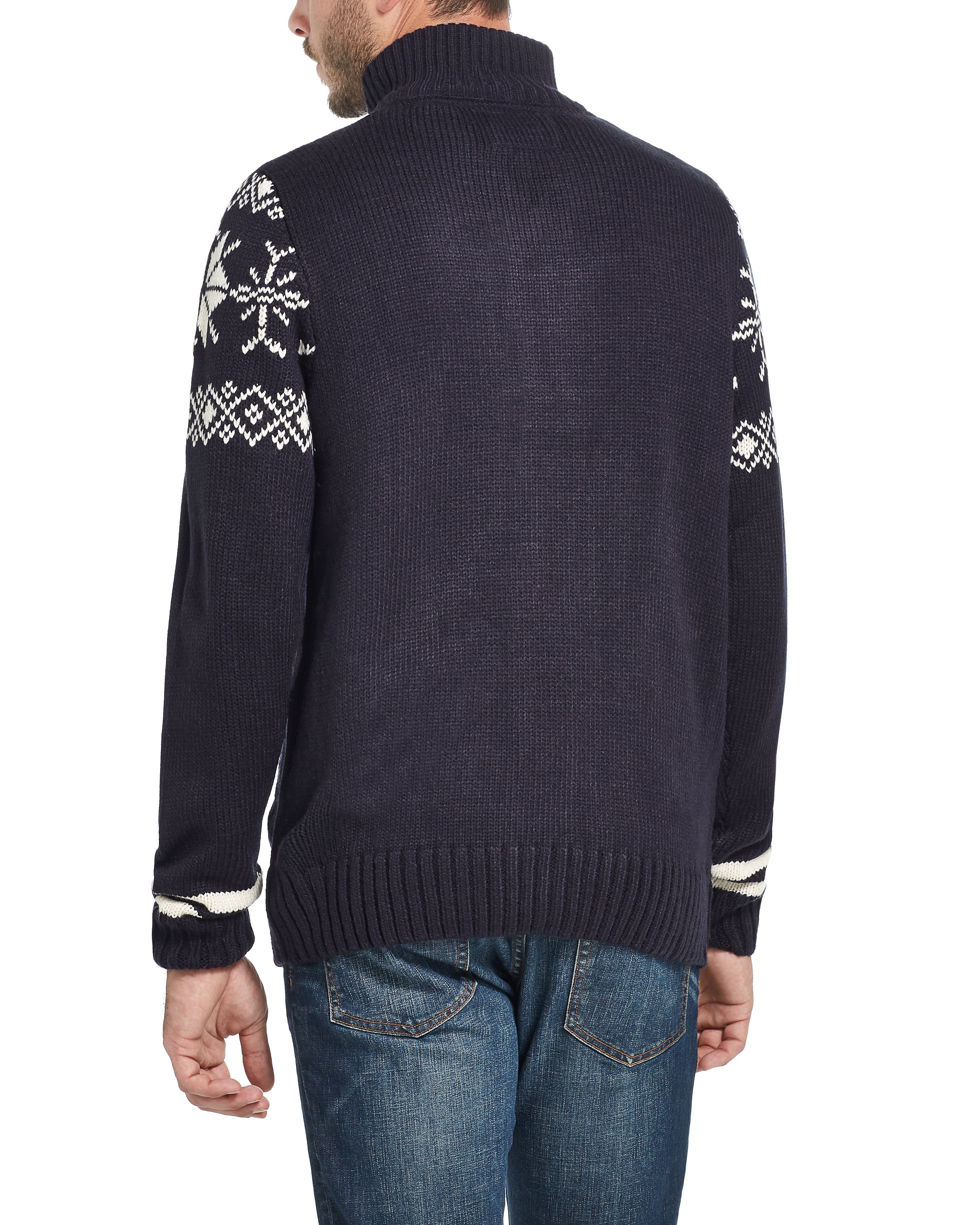Snowflake Cardigan Sweater in Navy